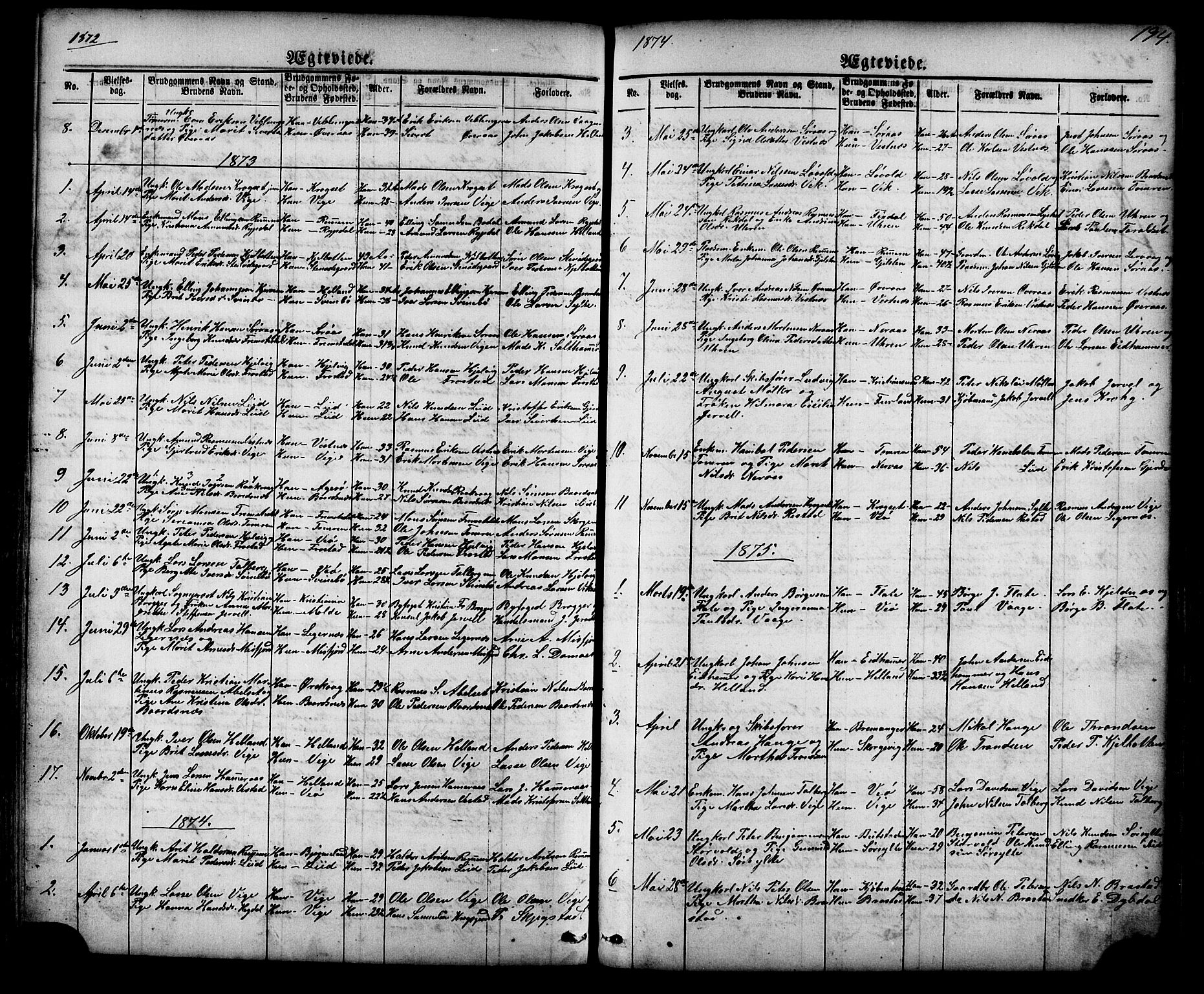 Ministerialprotokoller, klokkerbøker og fødselsregistre - Møre og Romsdal, AV/SAT-A-1454/539/L0536: Klokkerbok nr. 539C02, 1867-1913, s. 194