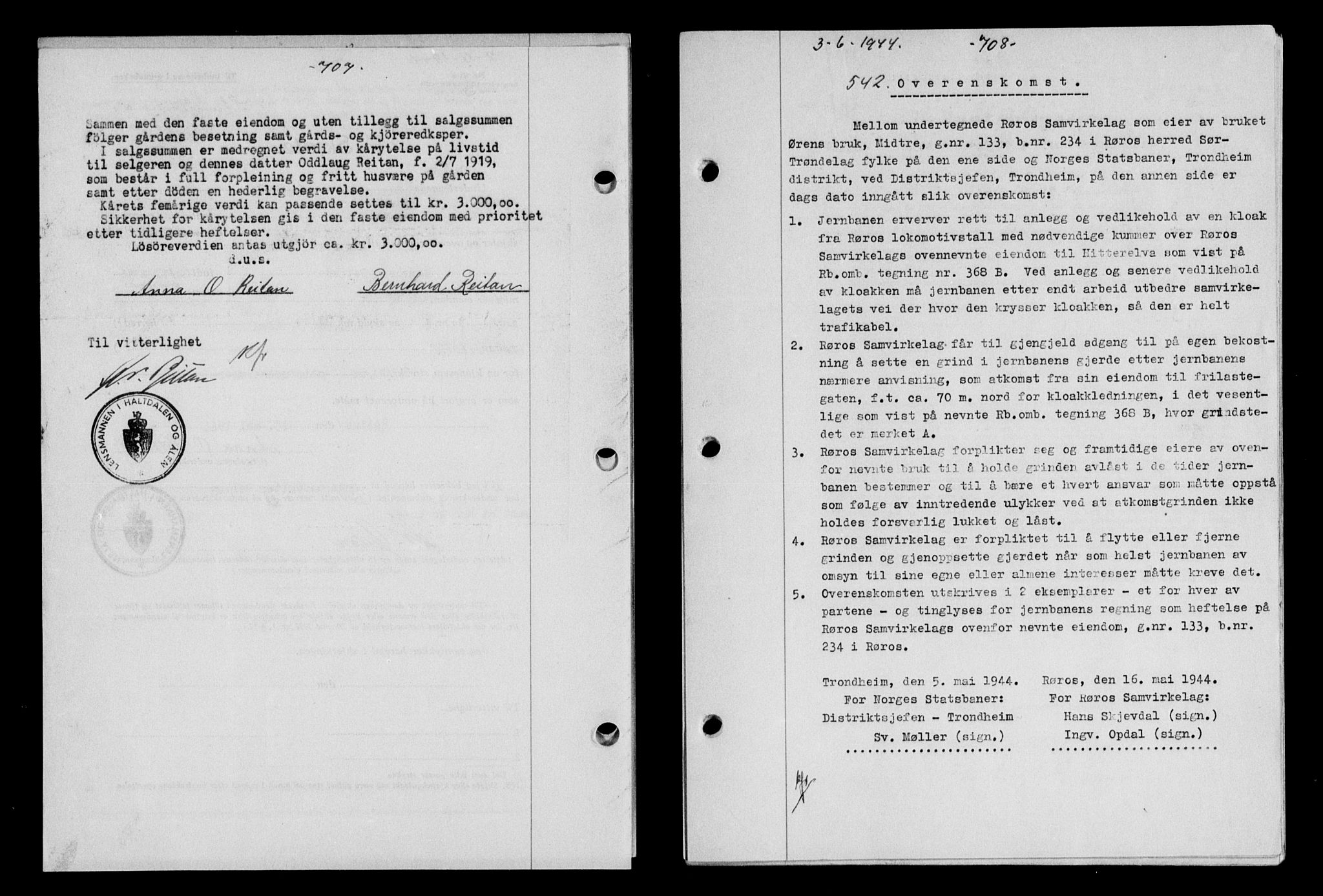 Gauldal sorenskriveri, SAT/A-0014/1/2/2C/L0057: Pantebok nr. 62, 1943-1944, Dagboknr: 542/1944