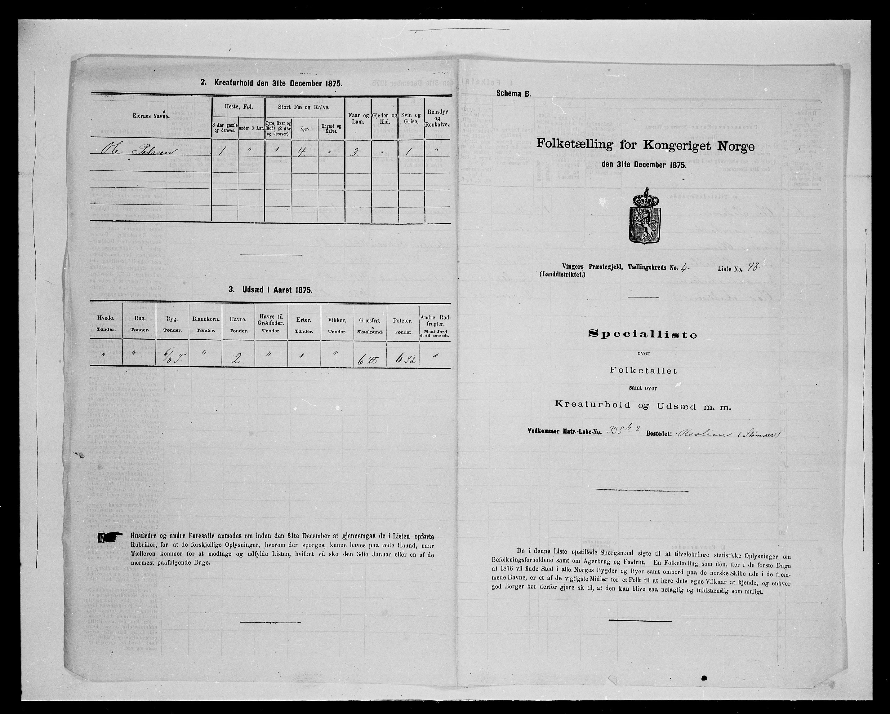 SAH, Folketelling 1875 for 0421L Vinger prestegjeld, Vinger sokn og Austmarka sokn, 1875, s. 693