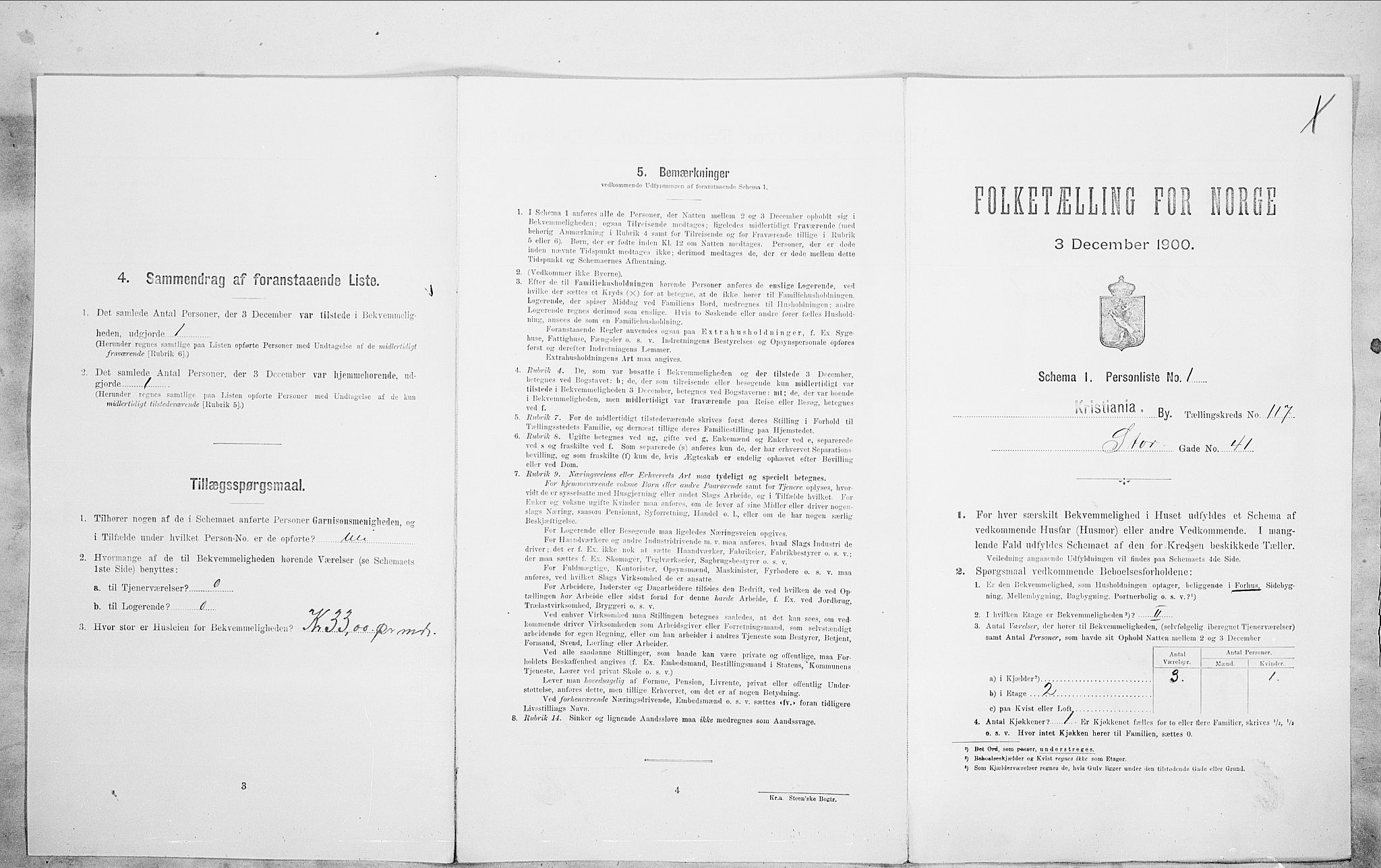 SAO, Folketelling 1900 for 0301 Kristiania kjøpstad, 1900, s. 92585