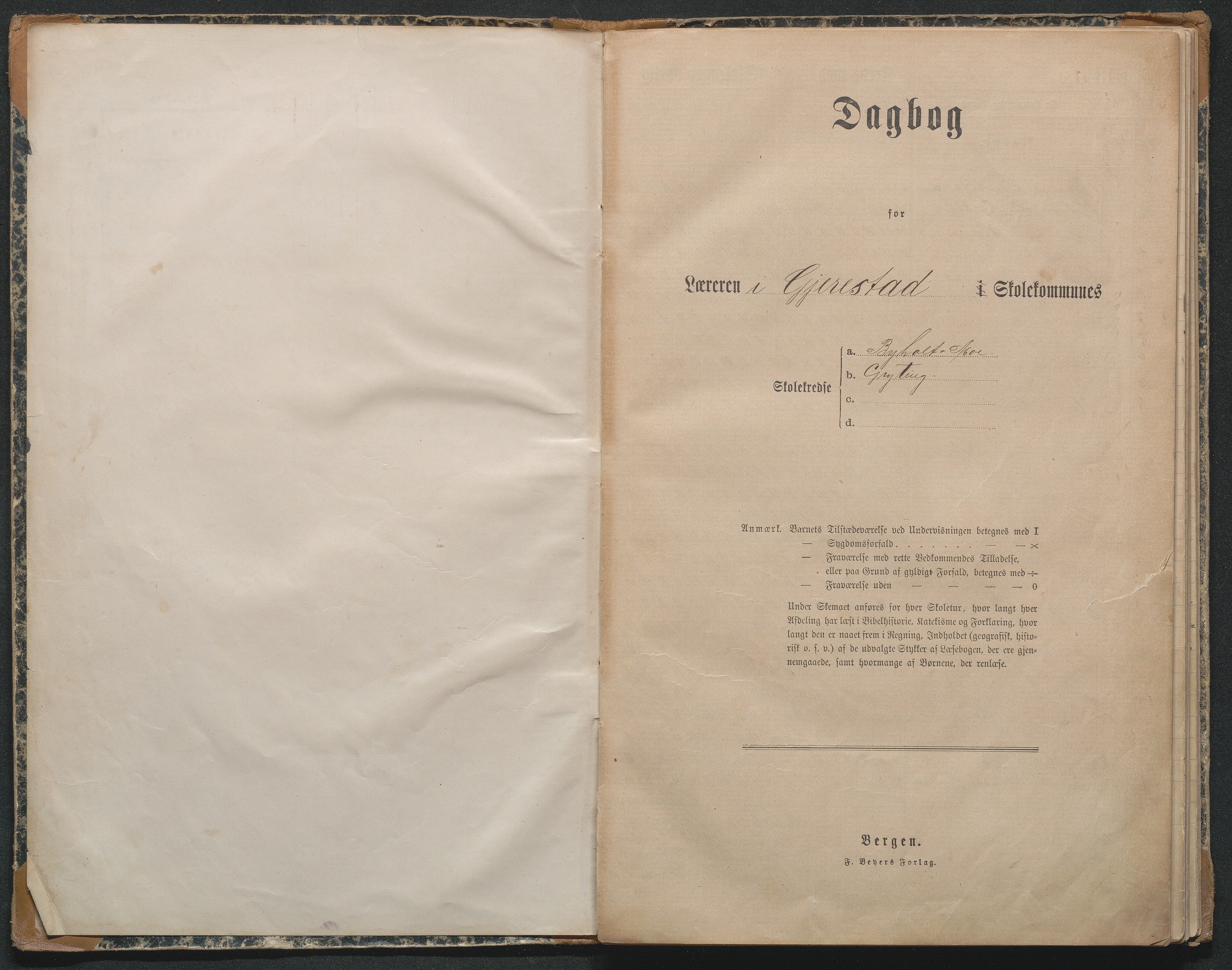 Gjerstad Kommune, Byholt-Mo Sunde skolekrets, AAMA/KA0911-550f/F01/L0003: Dagbok Byholt og Gryting krets, 1891-1902