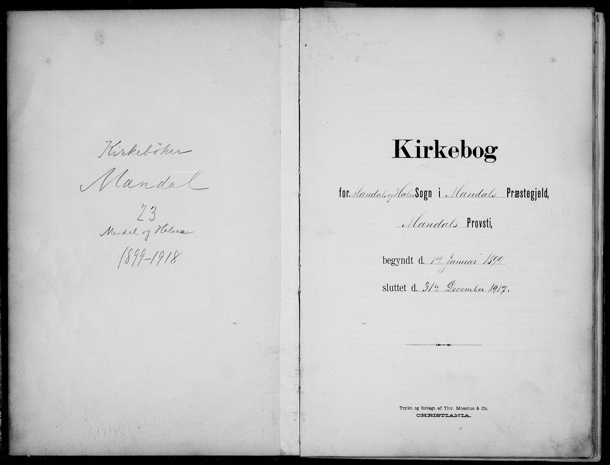 Mandal sokneprestkontor, AV/SAK-1111-0030/F/Fb/Fba/L0012: Klokkerbok nr. B 6, 1899-1918
