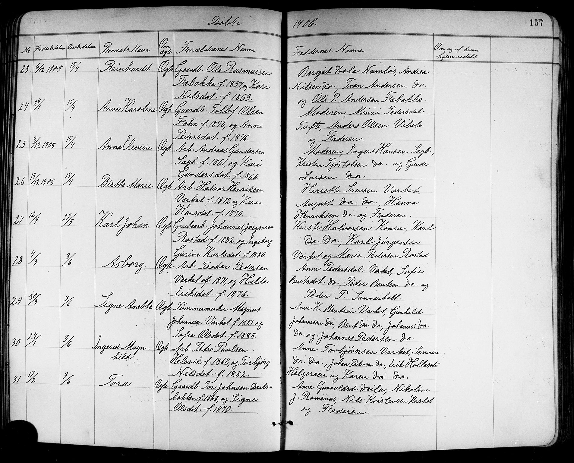 Holla kirkebøker, AV/SAKO-A-272/G/Ga/L0005: Klokkerbok nr. I 5, 1891-1917, s. 157