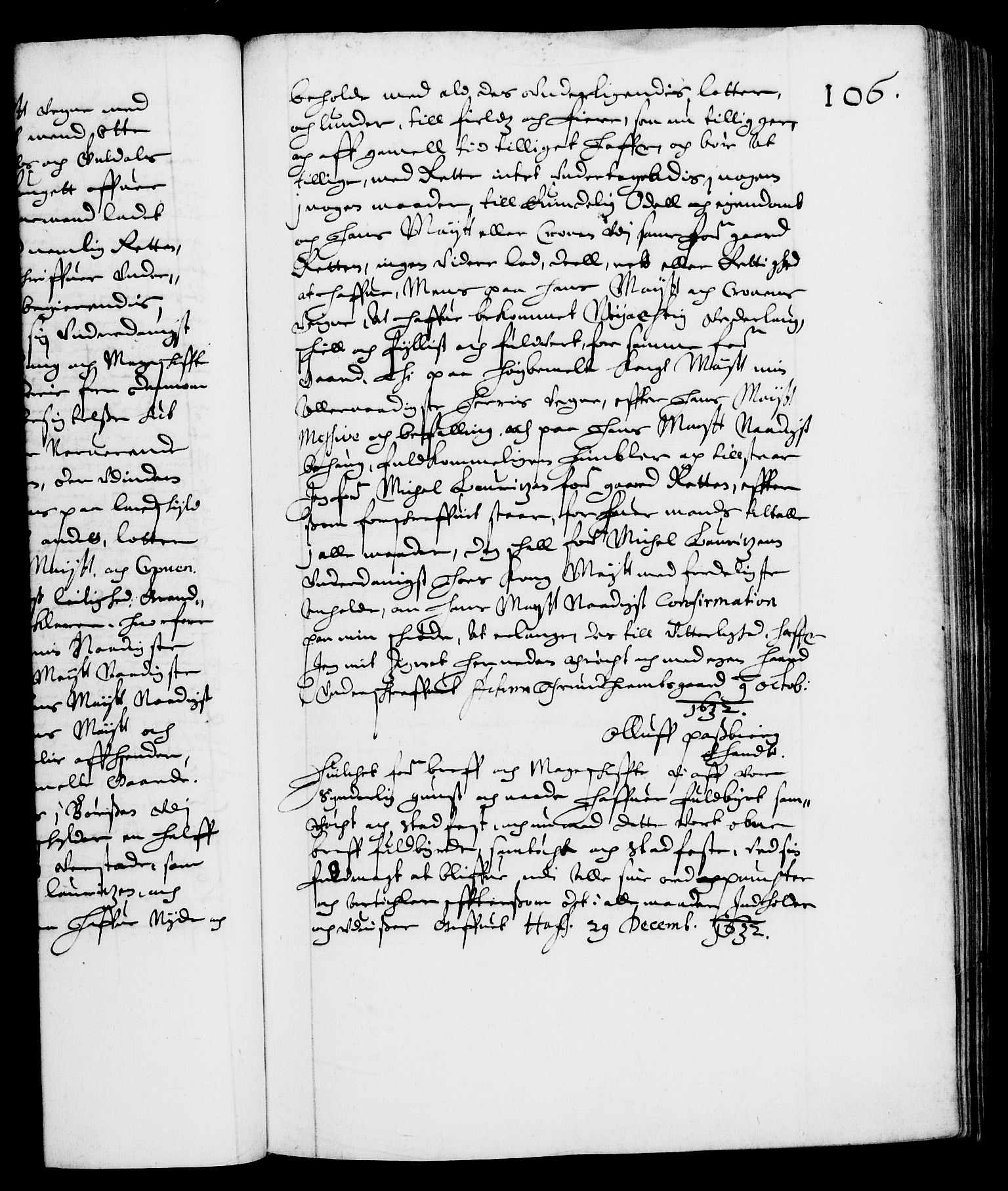 Danske Kanselli 1572-1799, RA/EA-3023/F/Fc/Fca/Fcaa/L0005: Norske registre (mikrofilm), 1631-1636, s. 106a