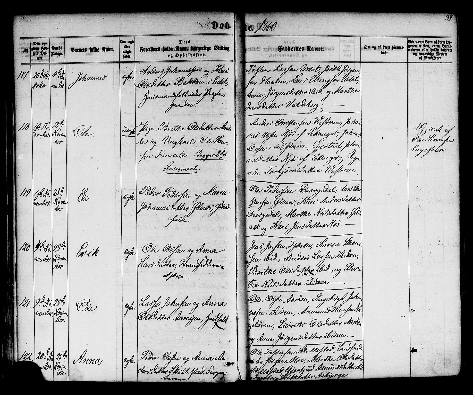 Sogndal sokneprestembete, AV/SAB-A-81301/H/Haa/Haaa/L0013: Ministerialbok nr. A 13, 1859-1877, s. 39