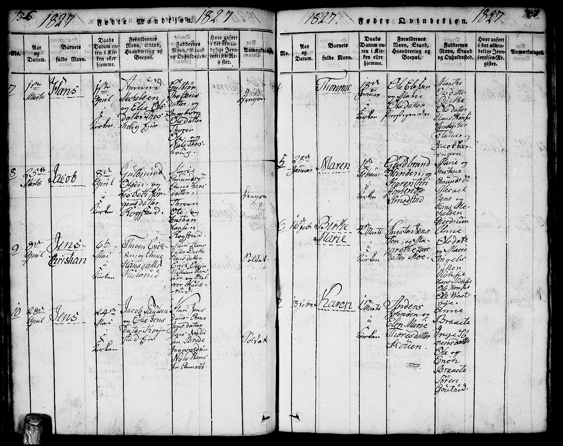 Gjerdrum prestekontor Kirkebøker, AV/SAO-A-10412b/F/Fa/L0004: Ministerialbok nr. I 4, 1816-1836, s. 156-157
