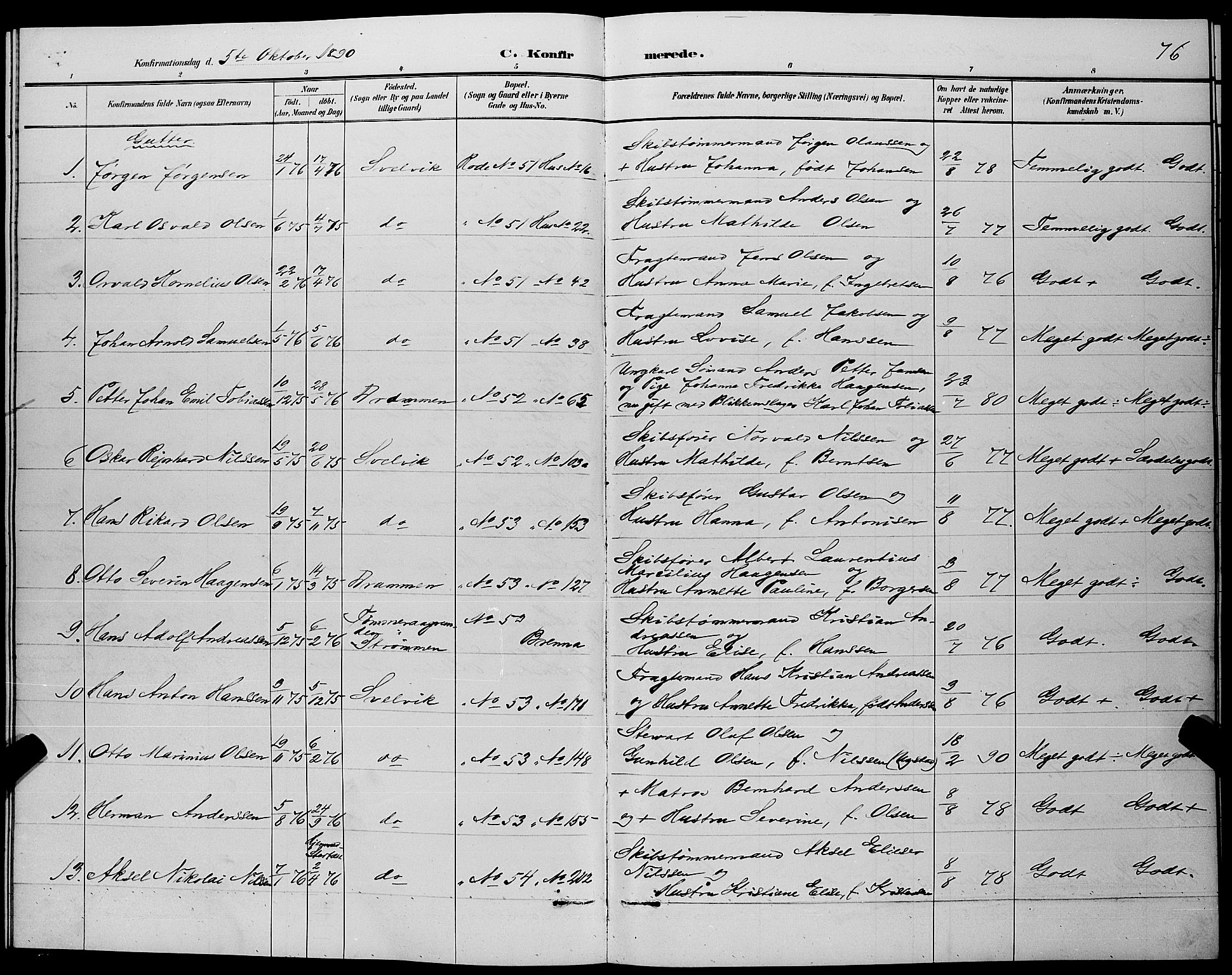 Strømm kirkebøker, AV/SAKO-A-322/G/Gb/L0001: Klokkerbok nr. II 1, 1889-1896, s. 76