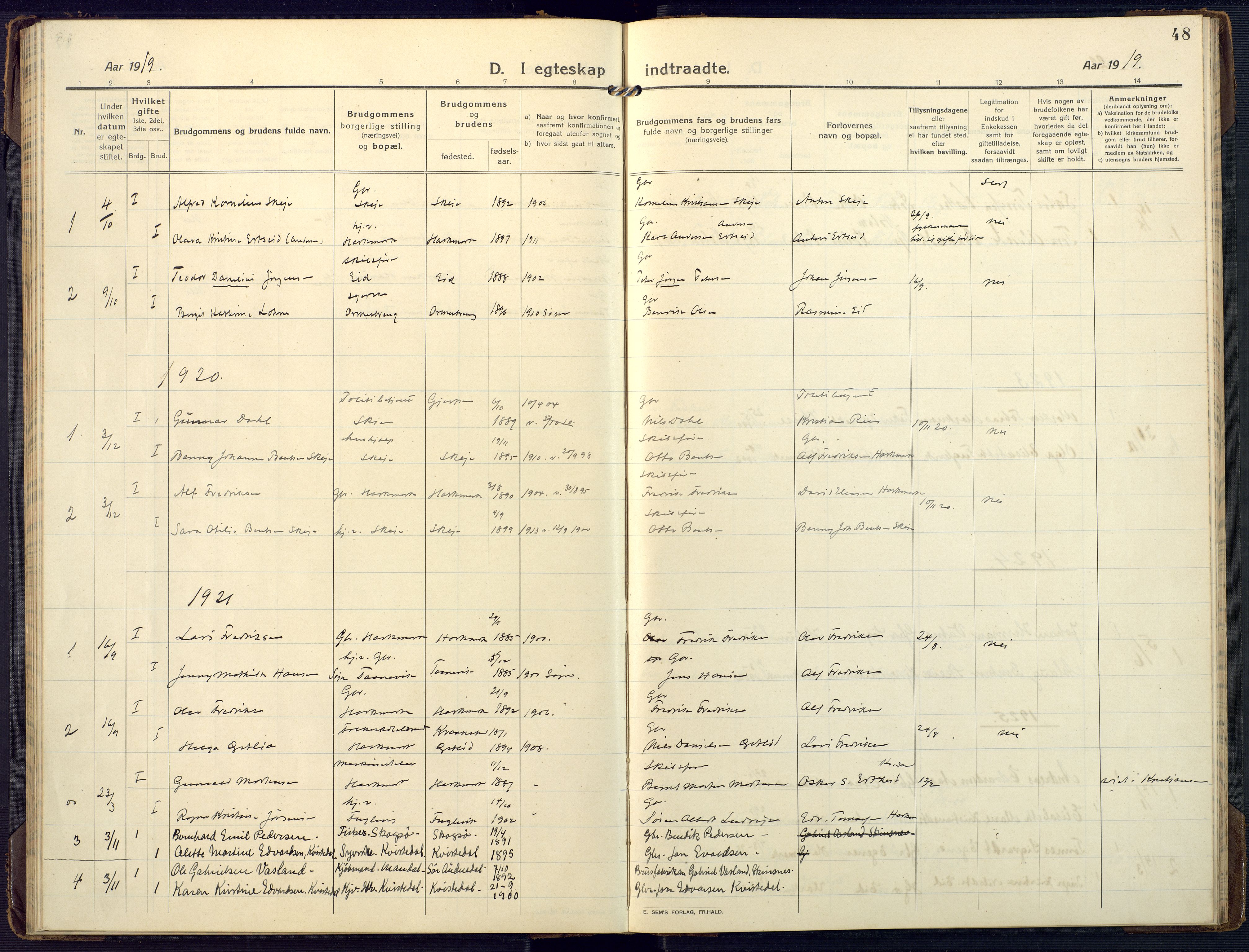 Mandal sokneprestkontor, AV/SAK-1111-0030/F/Fa/Fab/L0003: Ministerialbok nr. A 3, 1913-1933, s. 48