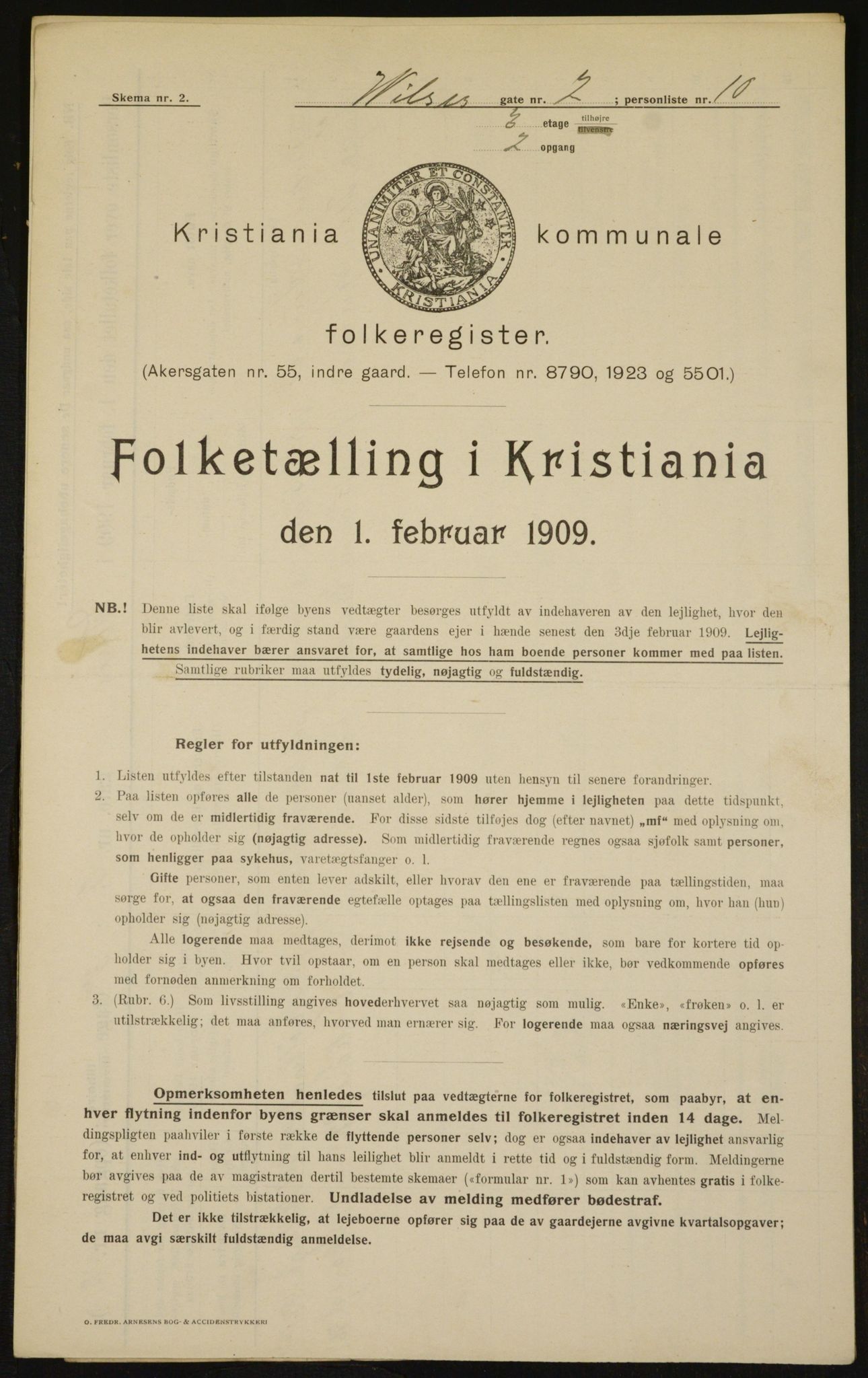 OBA, Kommunal folketelling 1.2.1909 for Kristiania kjøpstad, 1909, s. 116444