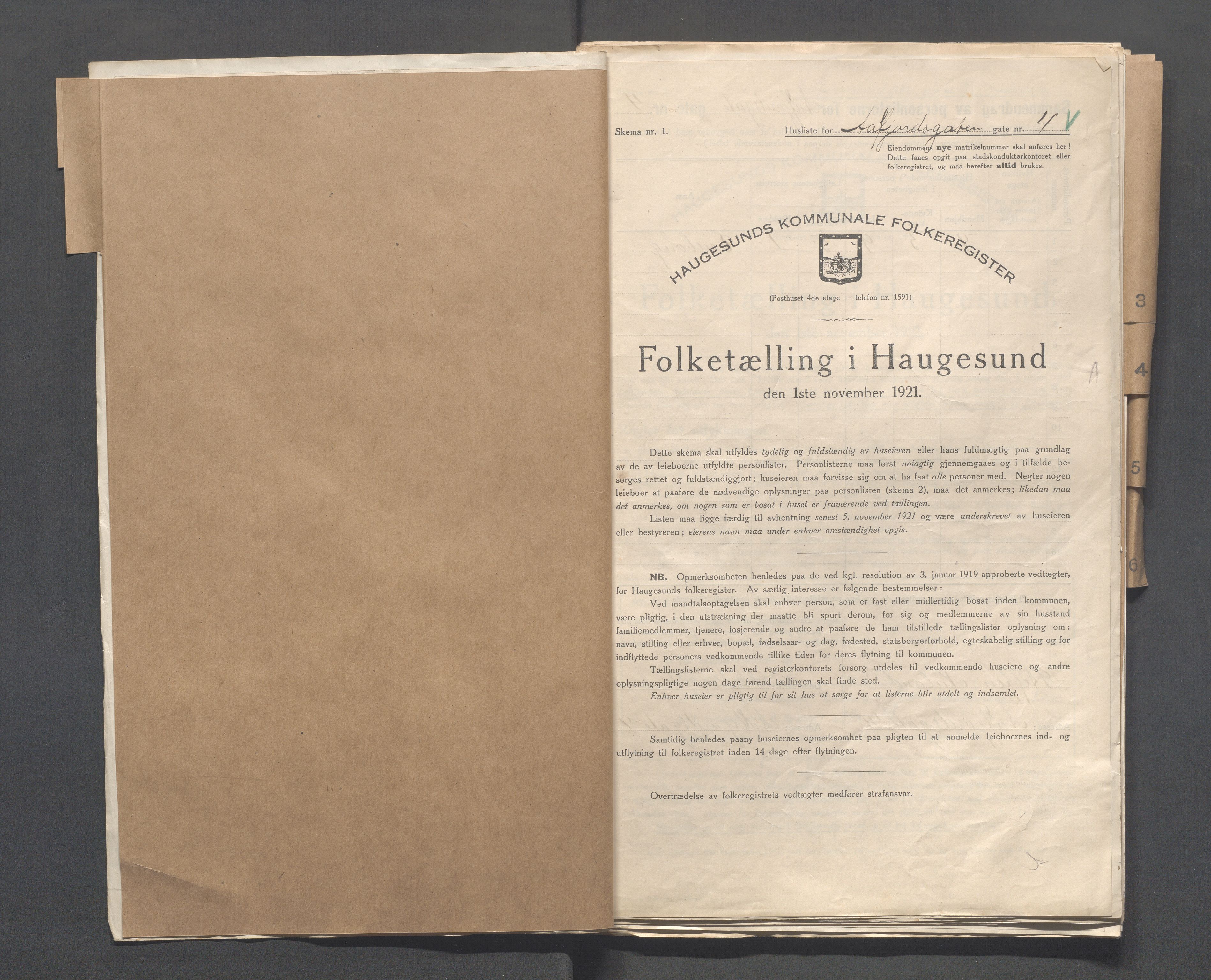 IKAR, Kommunal folketelling 1.11.1921 for Haugesund, 1921, s. 6