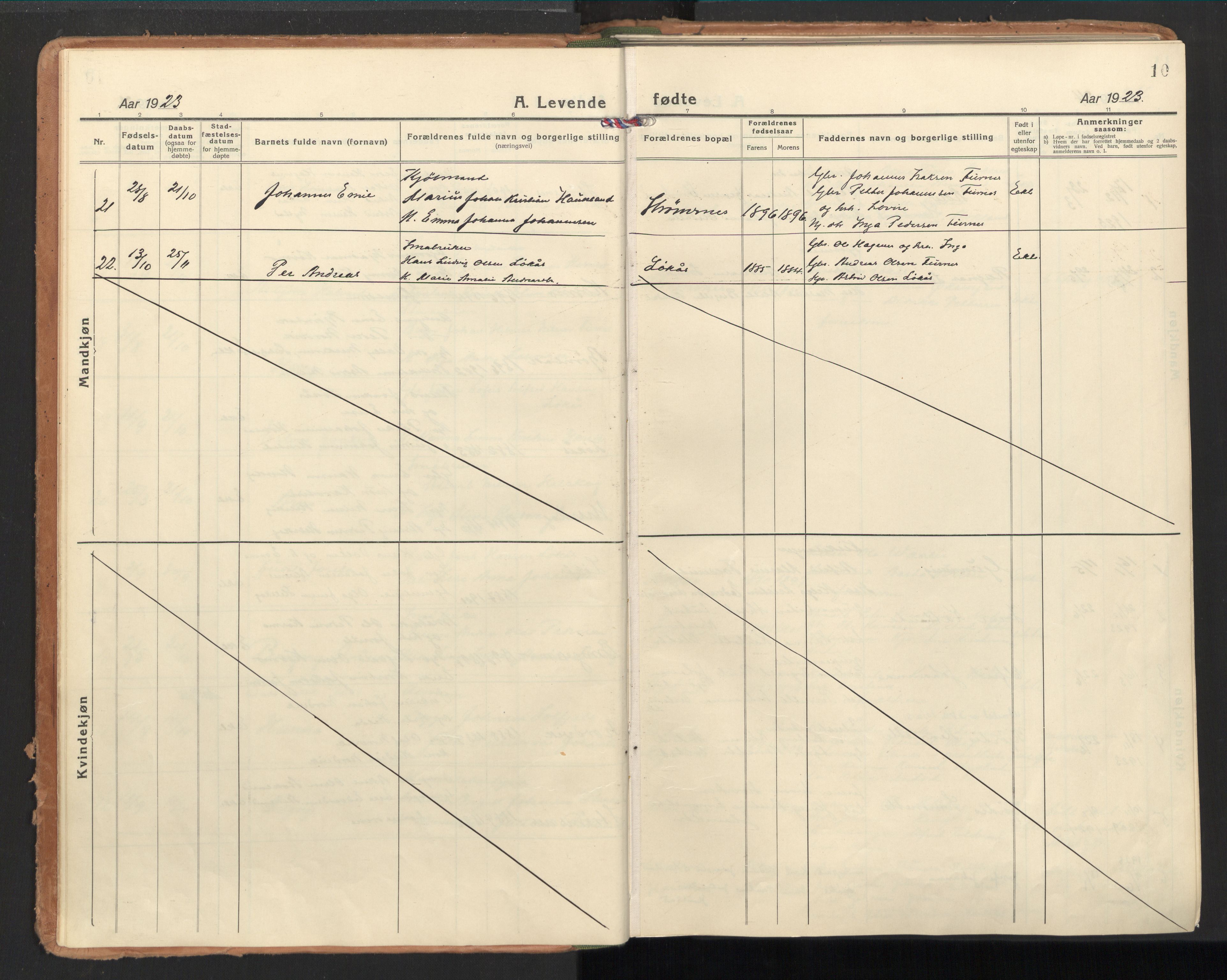 Ministerialprotokoller, klokkerbøker og fødselsregistre - Nordland, AV/SAT-A-1459/851/L0725: Ministerialbok nr. 851A02, 1922-1944, s. 10