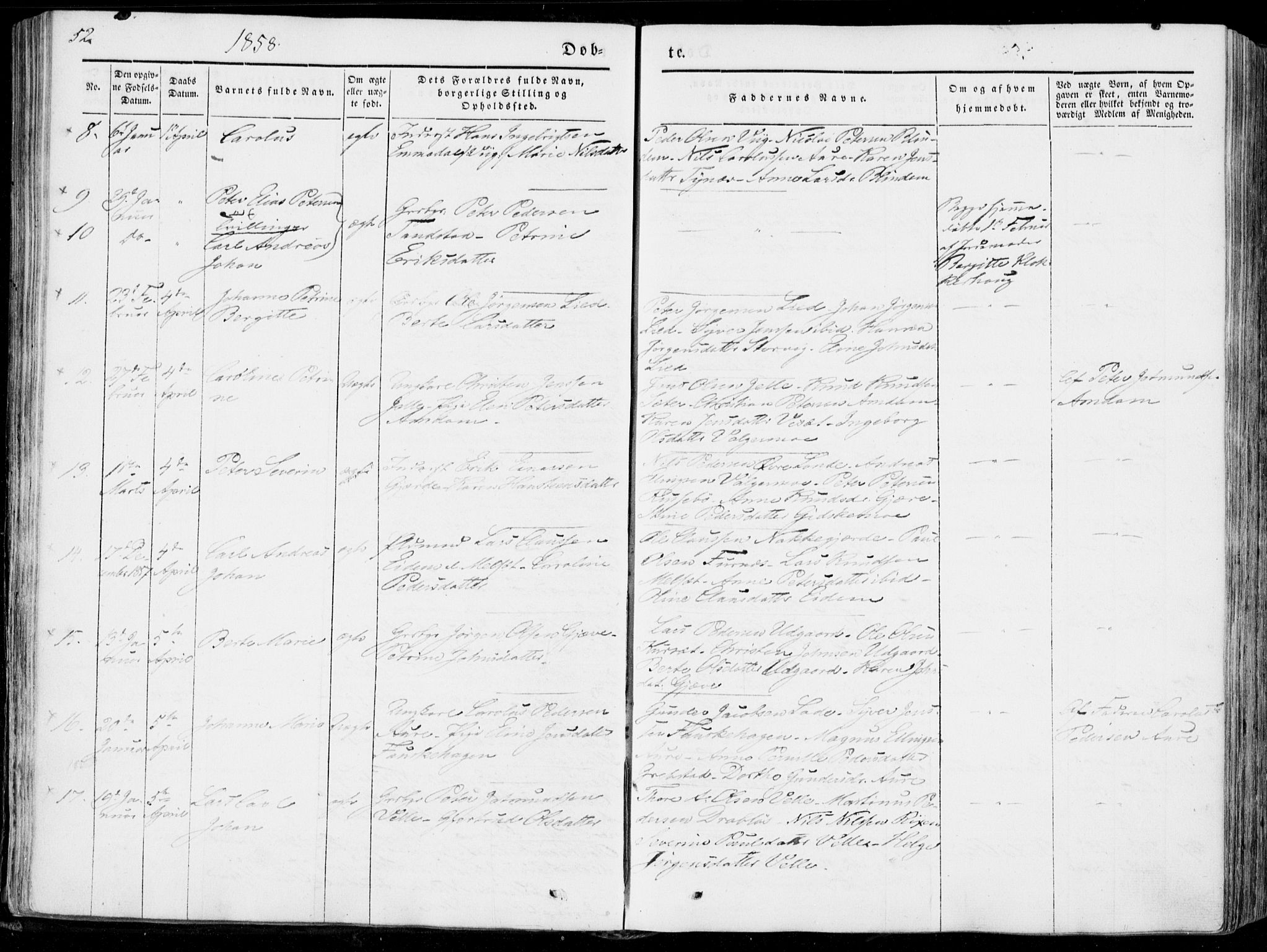 Ministerialprotokoller, klokkerbøker og fødselsregistre - Møre og Romsdal, SAT/A-1454/522/L0313: Ministerialbok nr. 522A08, 1852-1862, s. 52