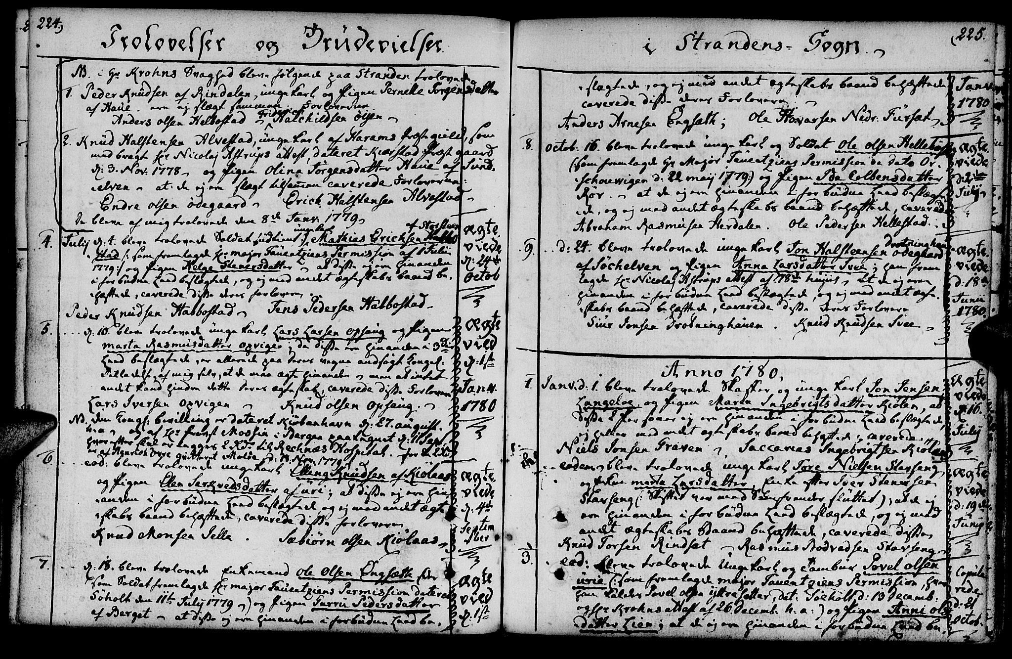 Ministerialprotokoller, klokkerbøker og fødselsregistre - Møre og Romsdal, SAT/A-1454/520/L0271: Ministerialbok nr. 520A01, 1759-1801, s. 224-225