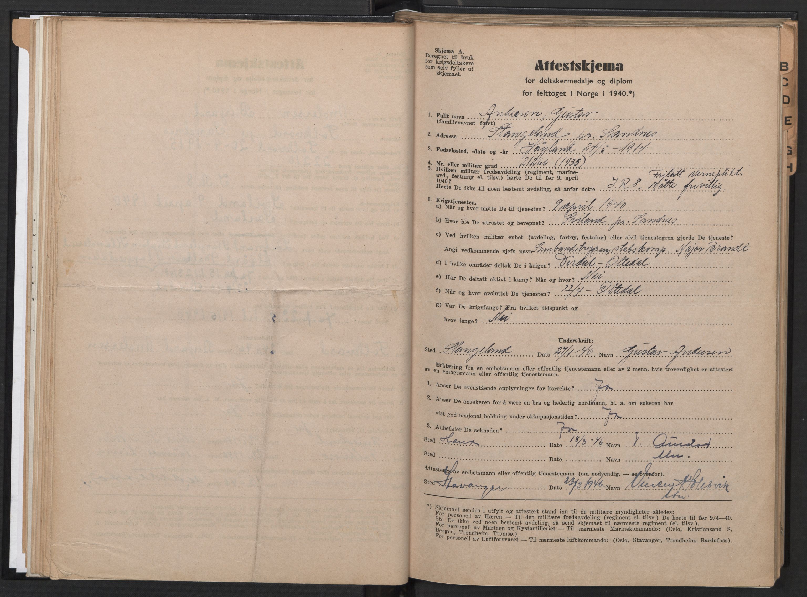 Forsvaret, Rogaland infanteriregiment nr. 8, AV/RA-RAFA-3374/D/Dc/L0001: Saksarkiv nr. 532, 1946, s. 37