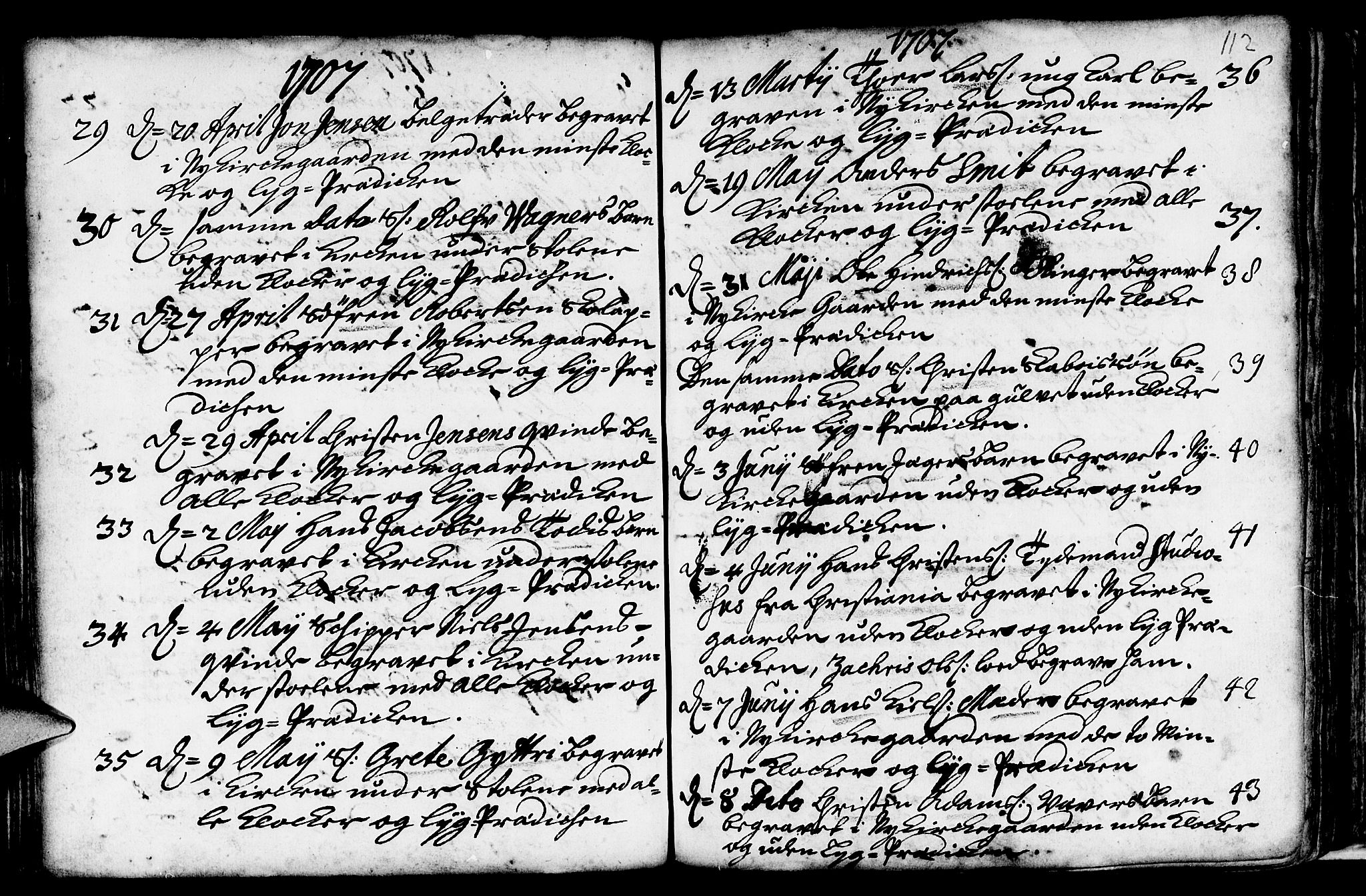 Nykirken Sokneprestembete, AV/SAB-A-77101/H/Haa/L0009: Ministerialbok nr. A 9, 1689-1759, s. 112