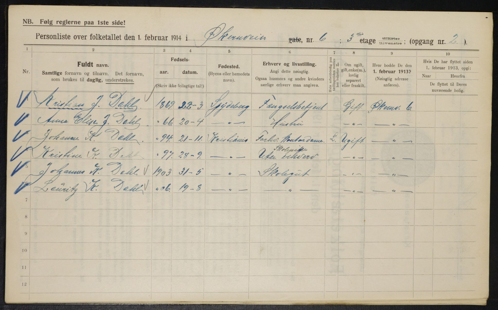 OBA, Kommunal folketelling 1.2.1914 for Kristiania, 1914, s. 129762