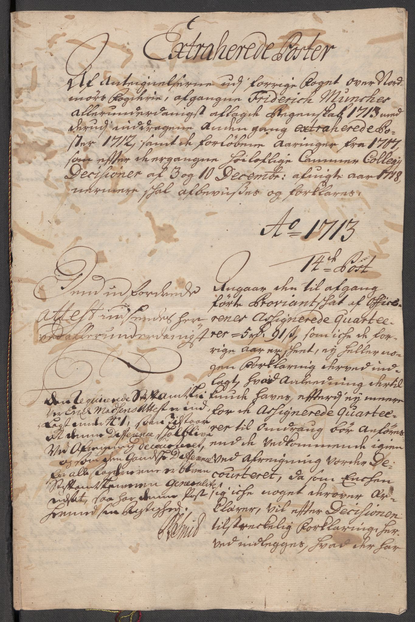 Rentekammeret inntil 1814, Reviderte regnskaper, Fogderegnskap, AV/RA-EA-4092/R56/L3747: Fogderegnskap Nordmøre, 1713, s. 464