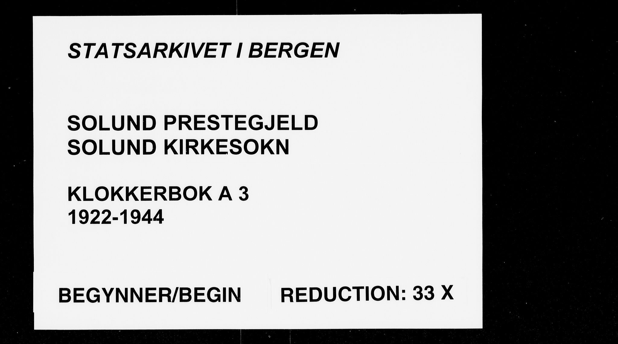 Solund sokneprestembete, AV/SAB-A-81401: Klokkerbok nr. A 3, 1922-1944