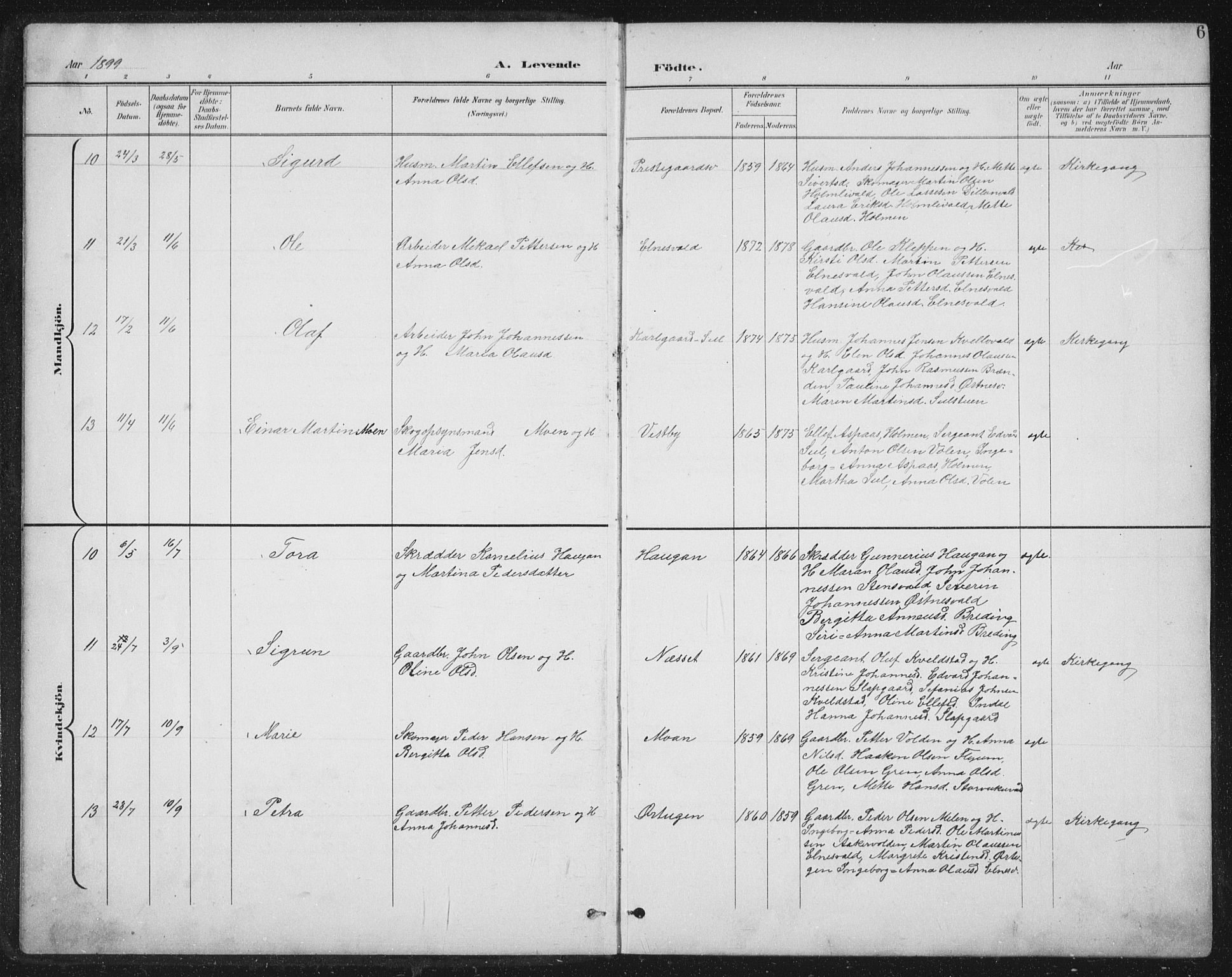 Ministerialprotokoller, klokkerbøker og fødselsregistre - Nord-Trøndelag, AV/SAT-A-1458/724/L0269: Klokkerbok nr. 724C05, 1899-1920, s. 6