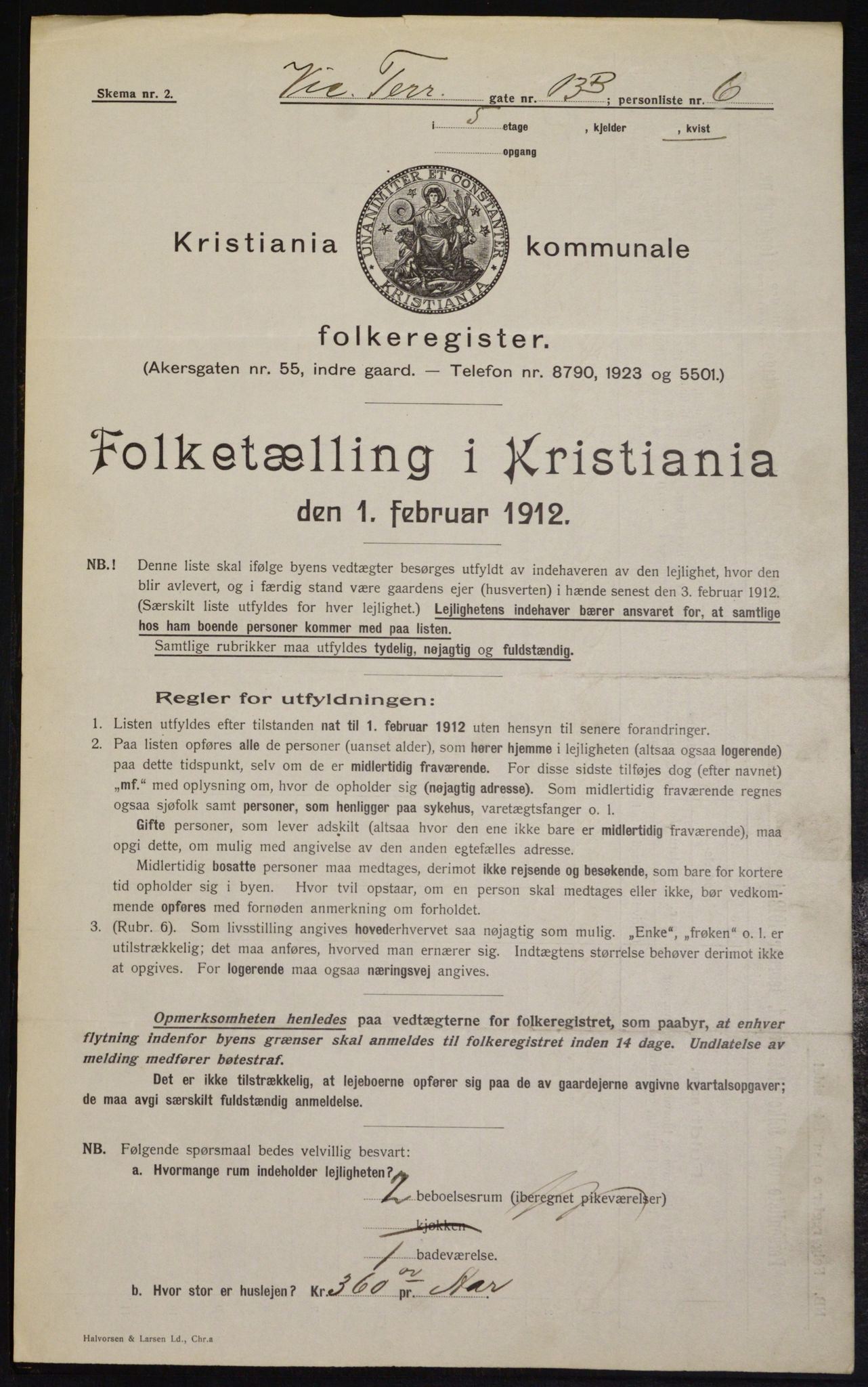 OBA, Kommunal folketelling 1.2.1912 for Kristiania, 1912, s. 123530