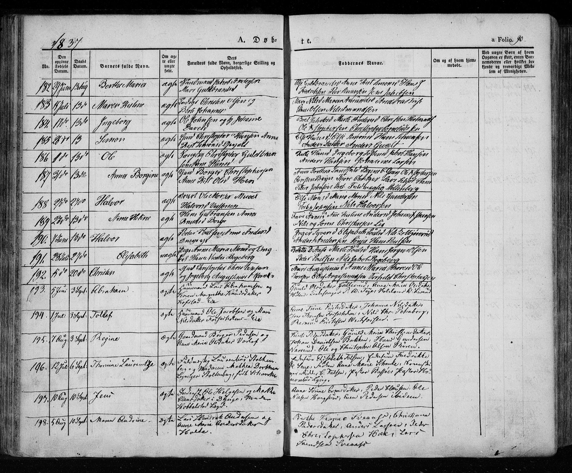 Eiker kirkebøker, AV/SAKO-A-4/F/Fa/L0013a: Ministerialbok nr. I 13A, 1832-1845, s. 90