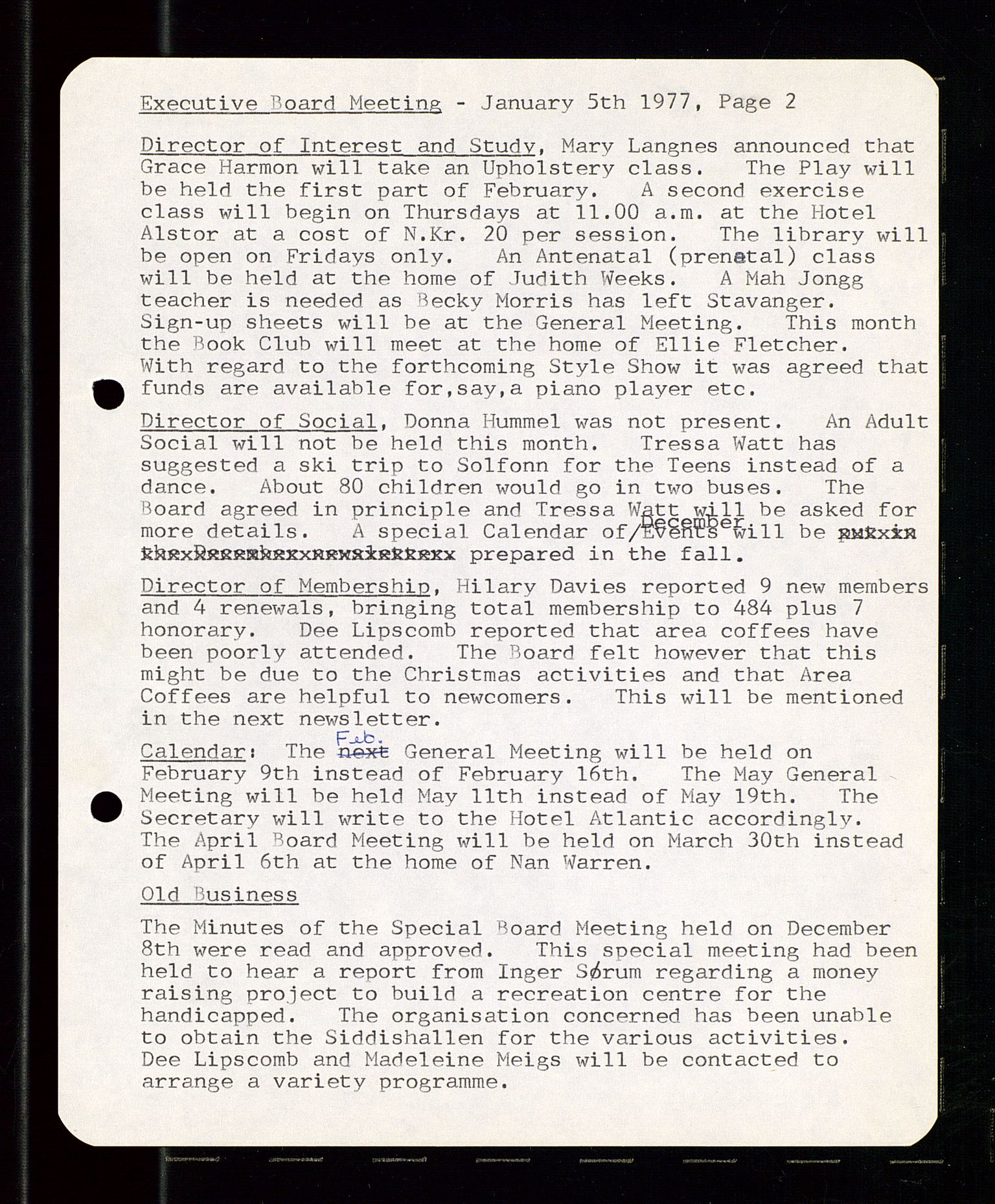 PA 1547 - Petroleum Wives Club, SAST/A-101974/A/Aa/L0001: Board and General Meeting, 1970-1983