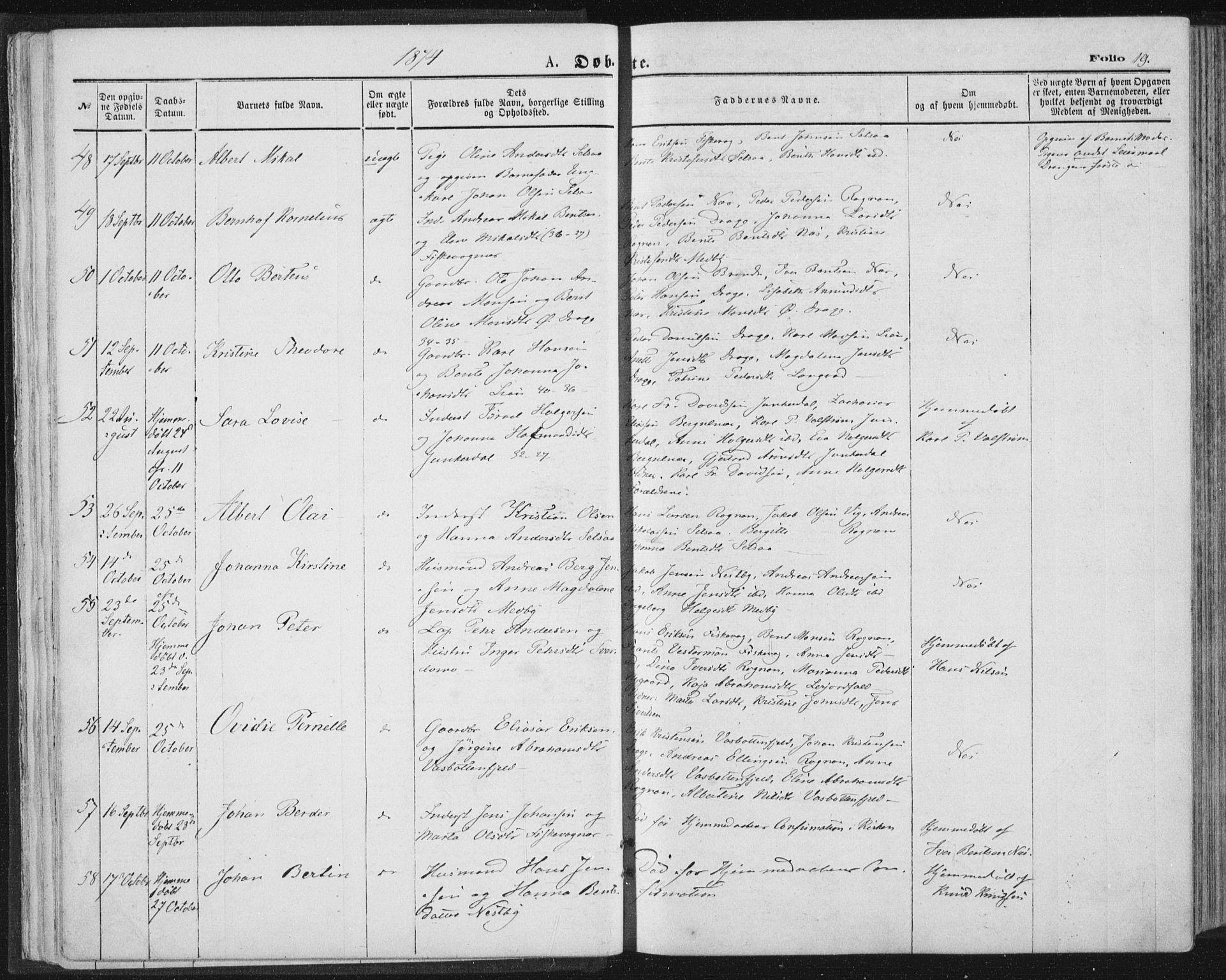 Ministerialprotokoller, klokkerbøker og fødselsregistre - Nordland, AV/SAT-A-1459/847/L0668: Ministerialbok nr. 847A08, 1872-1886, s. 19