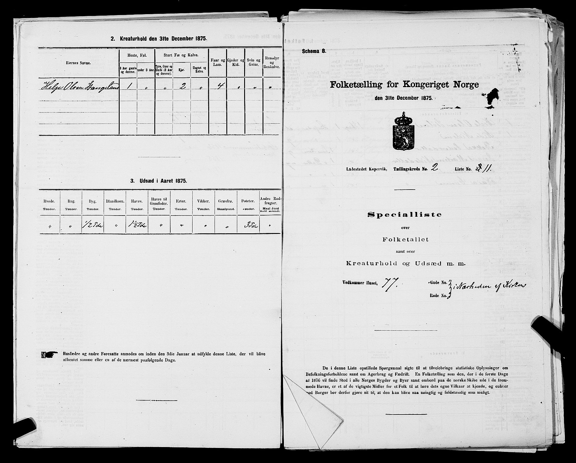 SAST, Folketelling 1875 for 1105B Avaldsnes prestegjeld, Kopervik ladested, 1875, s. 23