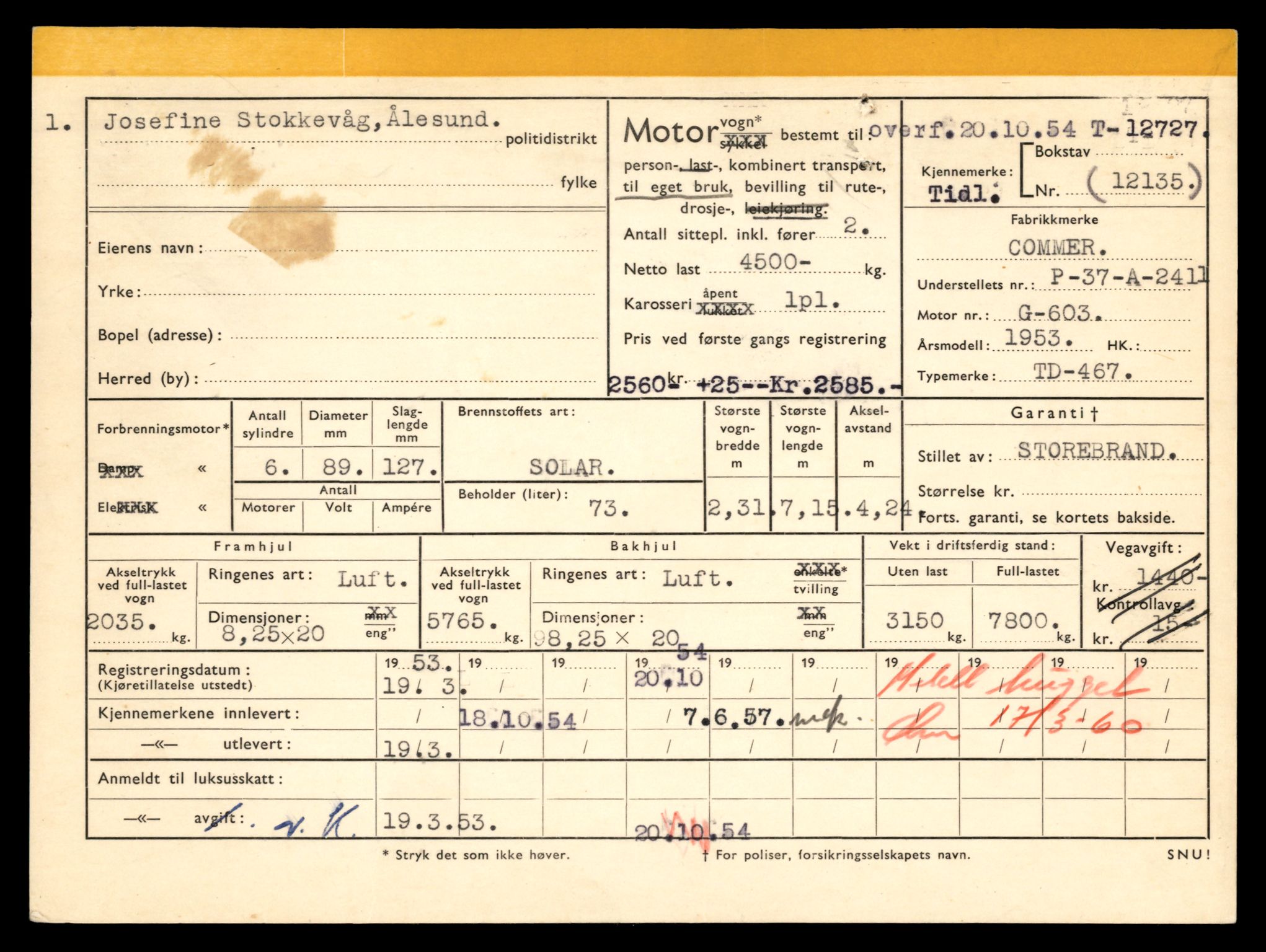 Møre og Romsdal vegkontor - Ålesund trafikkstasjon, AV/SAT-A-4099/F/Fe/L0035: Registreringskort for kjøretøy T 12653 - T 12829, 1927-1998, s. 1418