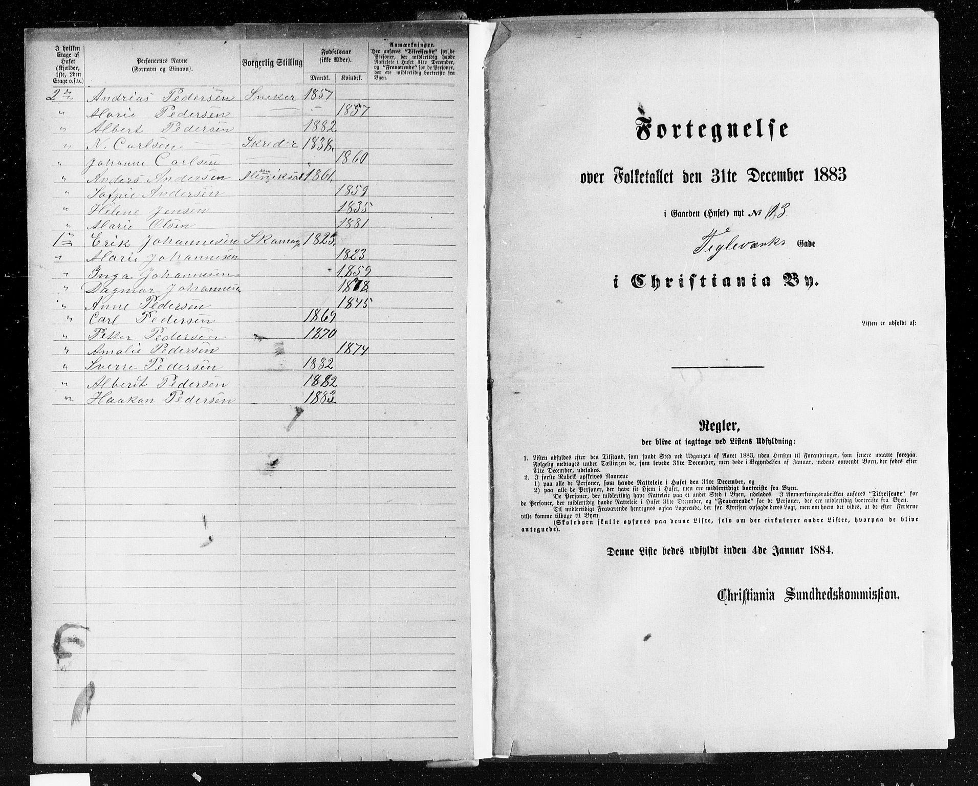 OBA, Kommunal folketelling 31.12.1883 for Kristiania kjøpstad, 1883, s. 4608