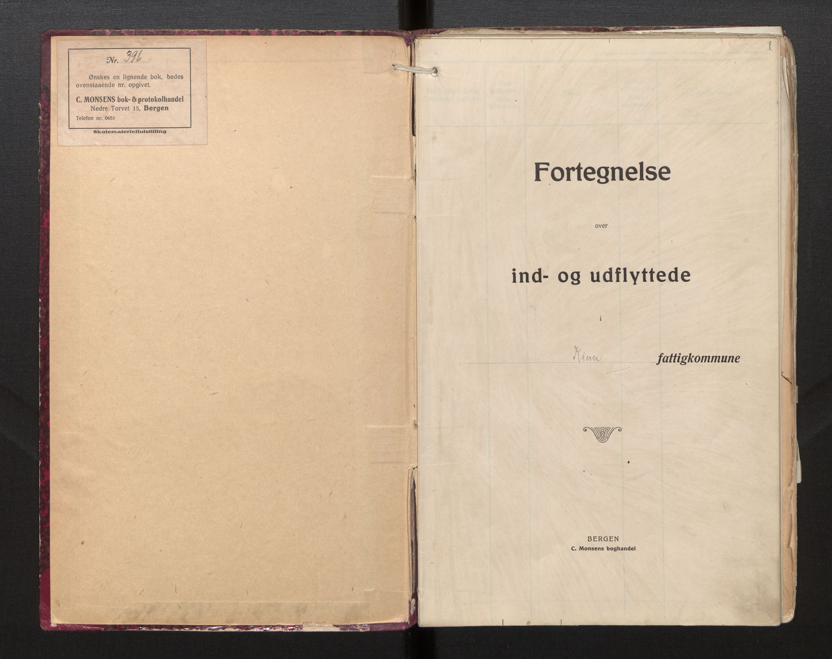 Lensmannen i Kinn, SAB/A-28801/0020/L0004: Protokoll over inn- og utflytte, 1904-1926