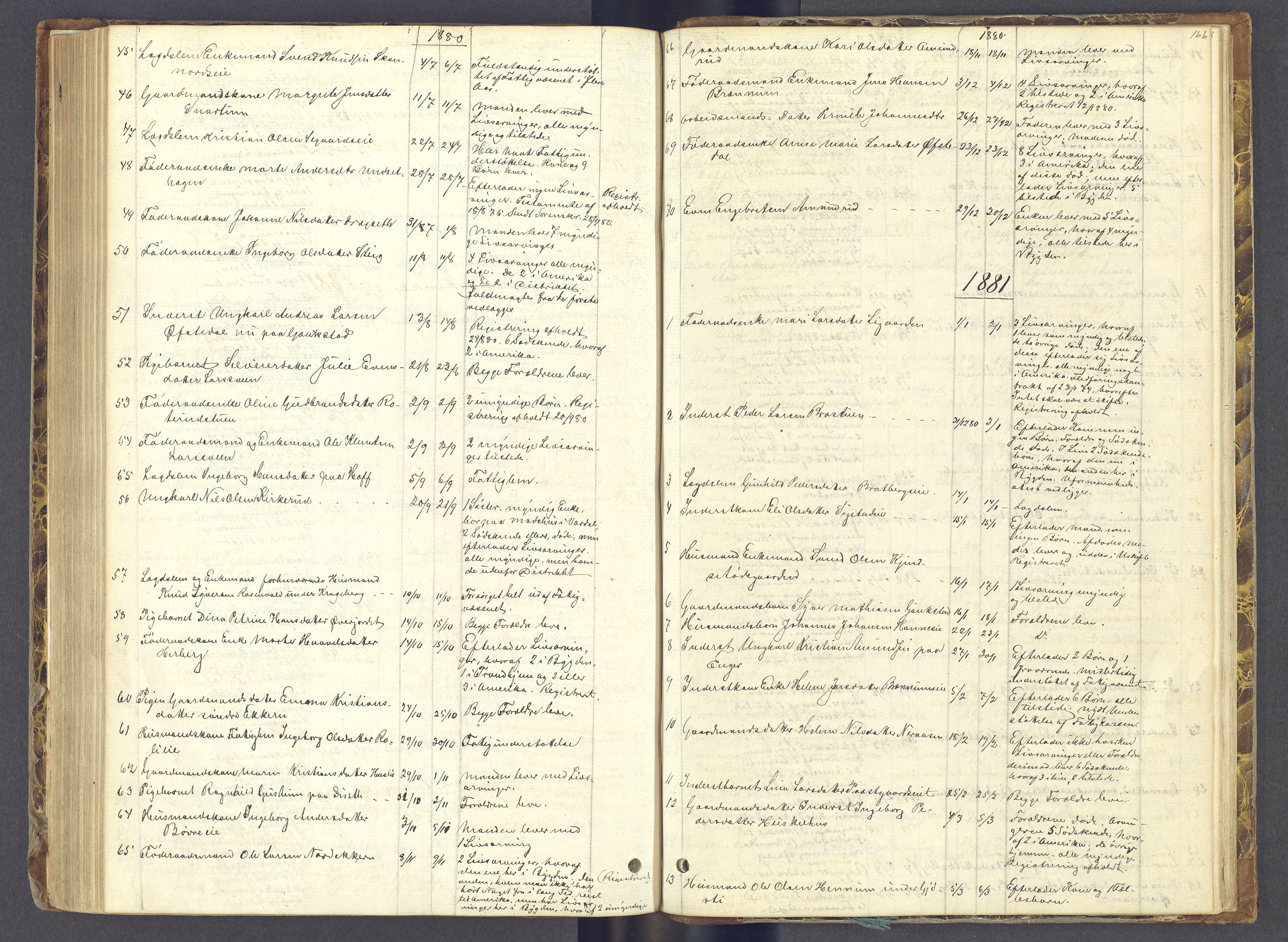 Toten tingrett, AV/SAH-TING-006/J/Jl/L0002: Dødsfallsjournal, 1868-1892, s. 165b-166a