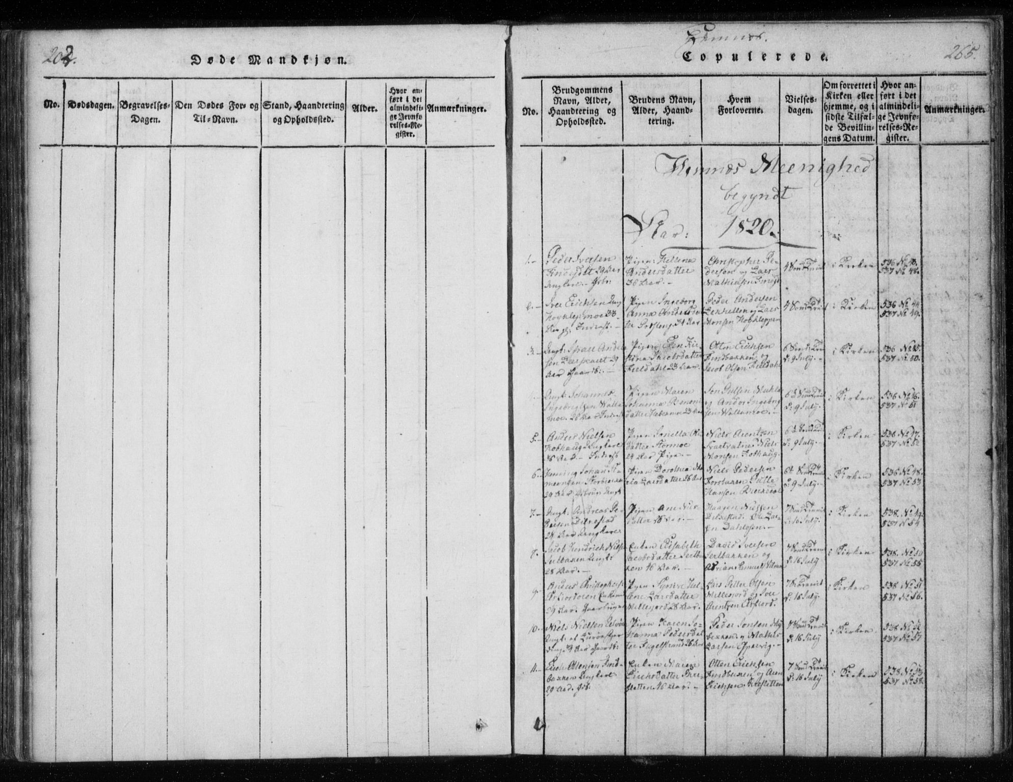 Ministerialprotokoller, klokkerbøker og fødselsregistre - Nordland, AV/SAT-A-1459/825/L0353: Ministerialbok nr. 825A07, 1820-1826, s. 264-265