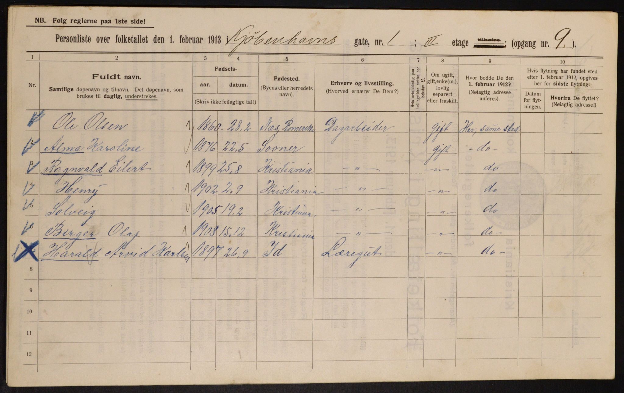 OBA, Kommunal folketelling 1.2.1913 for Kristiania, 1913, s. 54723