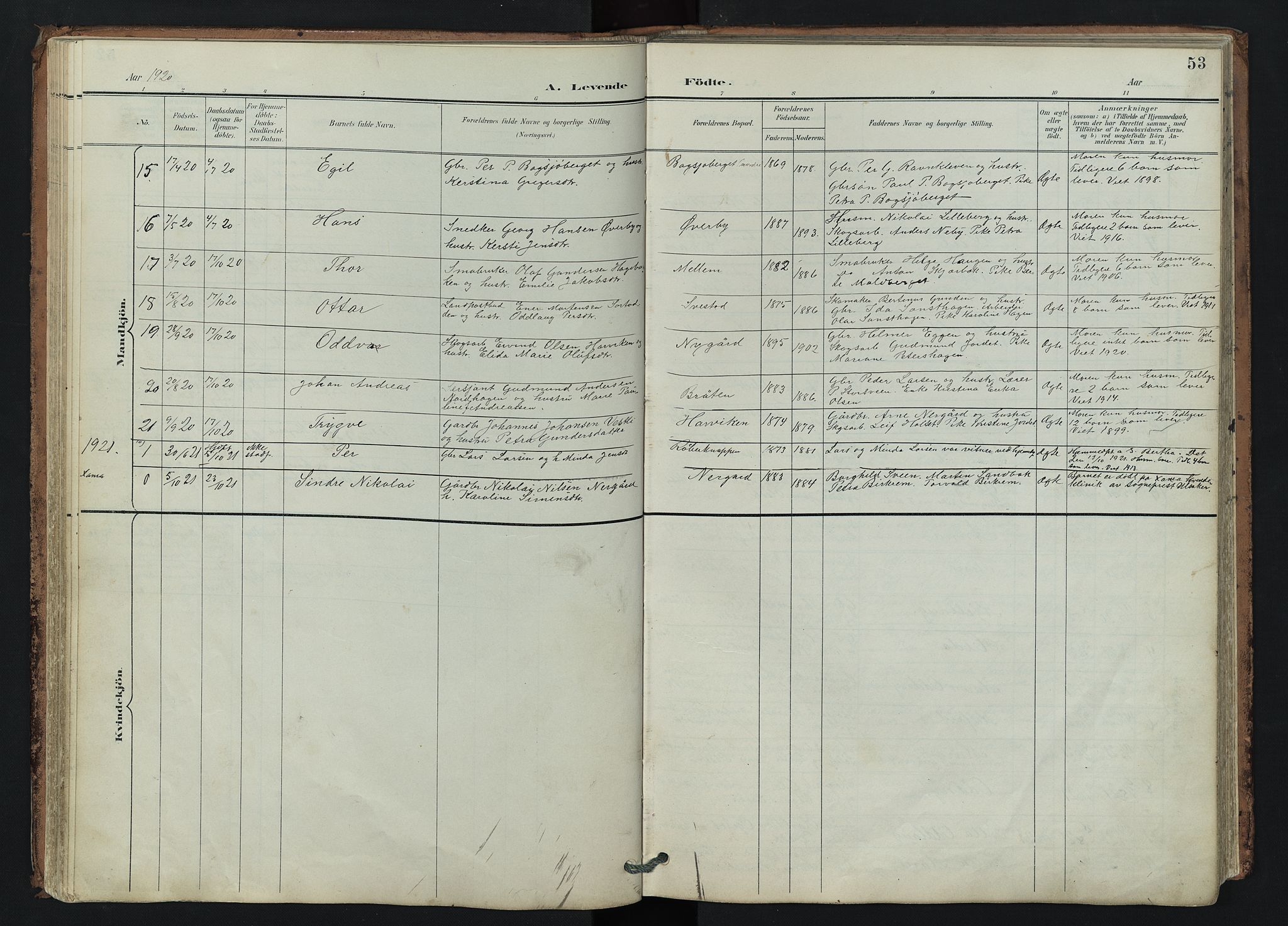 Trysil prestekontor, SAH/PREST-046/H/Ha/Hab/L0007: Klokkerbok nr. 7, 1896-1948, s. 53