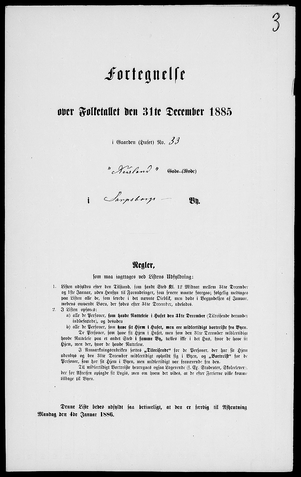RA, Folketelling 1885 for 0102 Sarpsborg kjøpstad, 1885, s. 5