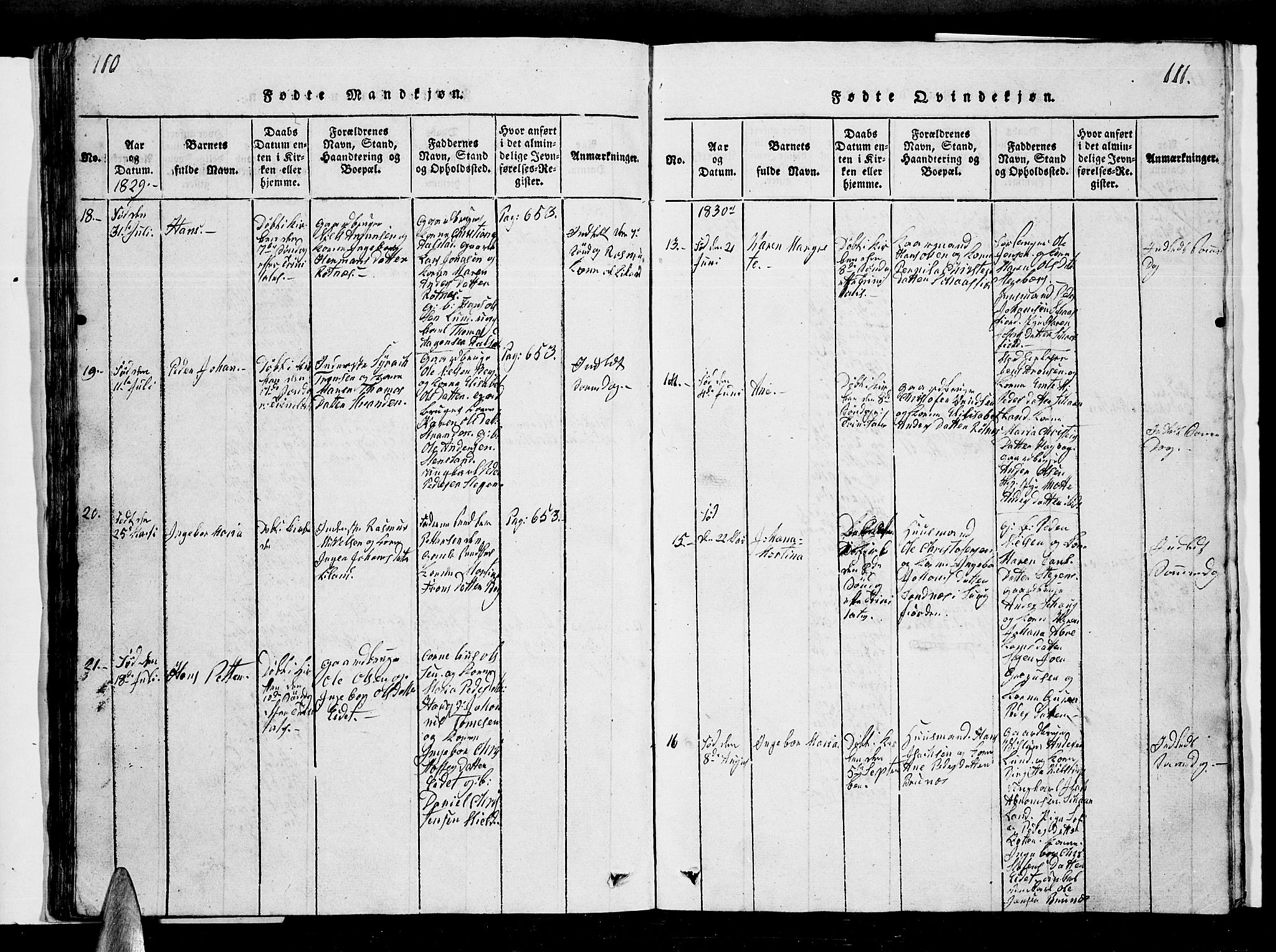 Ministerialprotokoller, klokkerbøker og fødselsregistre - Nordland, AV/SAT-A-1459/855/L0812: Klokkerbok nr. 855C01, 1821-1838, s. 110-111