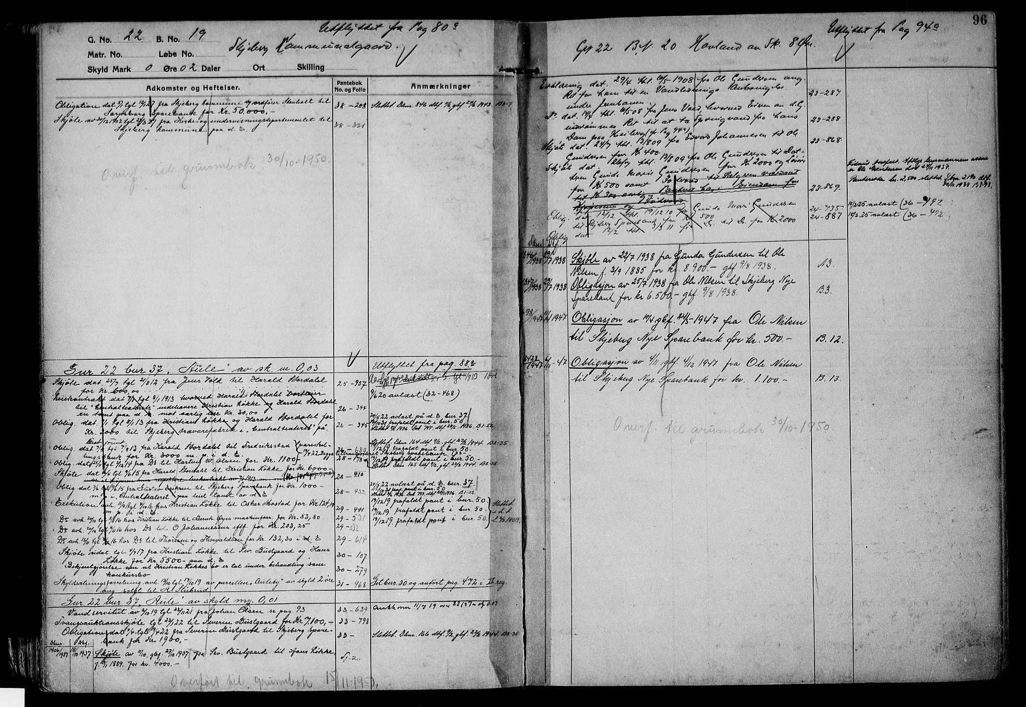 Tune sorenskriveri, AV/SAO-A-10470/G/Ga/Gab/Gabf/L0001: Panteregister nr. VI 1, 1782-1953, s. 96