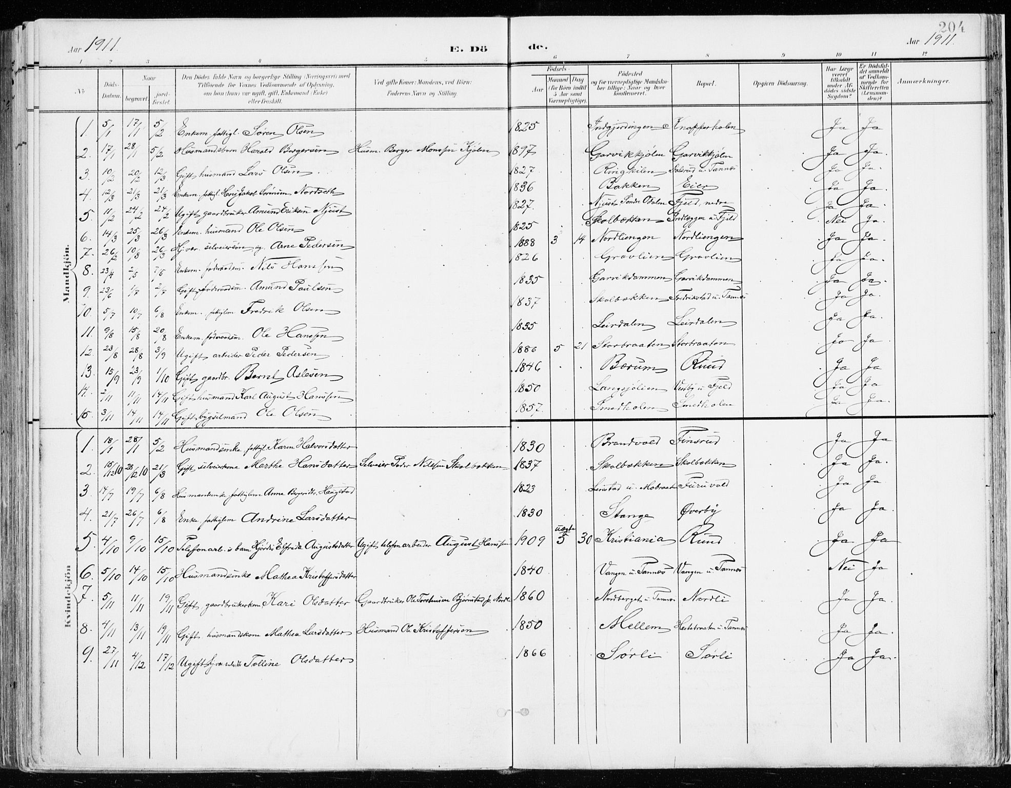 Nord-Odal prestekontor, SAH/PREST-032/H/Ha/Haa/L0009: Ministerialbok nr. 9, 1902-1926, s. 204