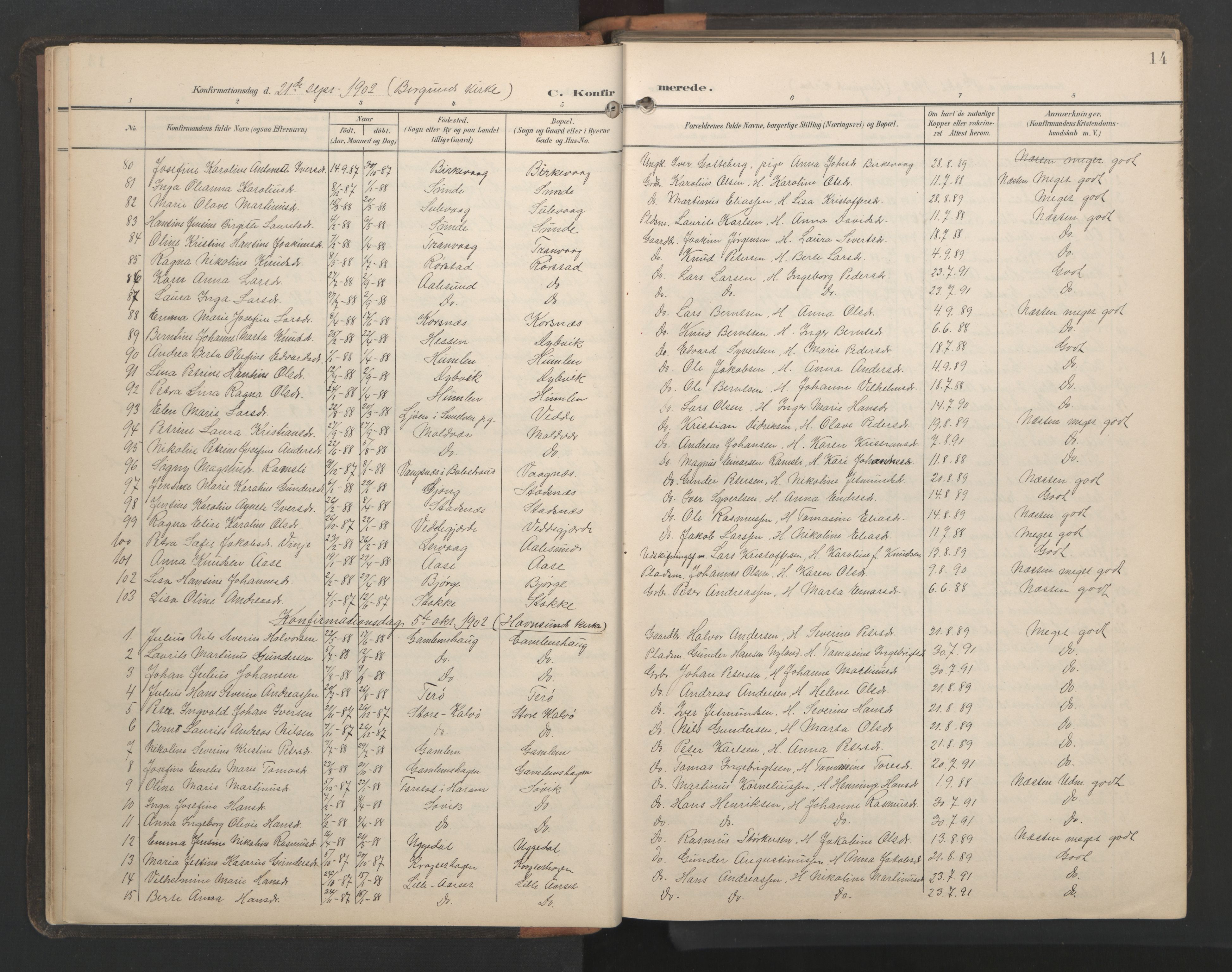 Ministerialprotokoller, klokkerbøker og fødselsregistre - Møre og Romsdal, AV/SAT-A-1454/528/L0433: Klokkerbok nr. 528C14, 1899-1922, s. 14