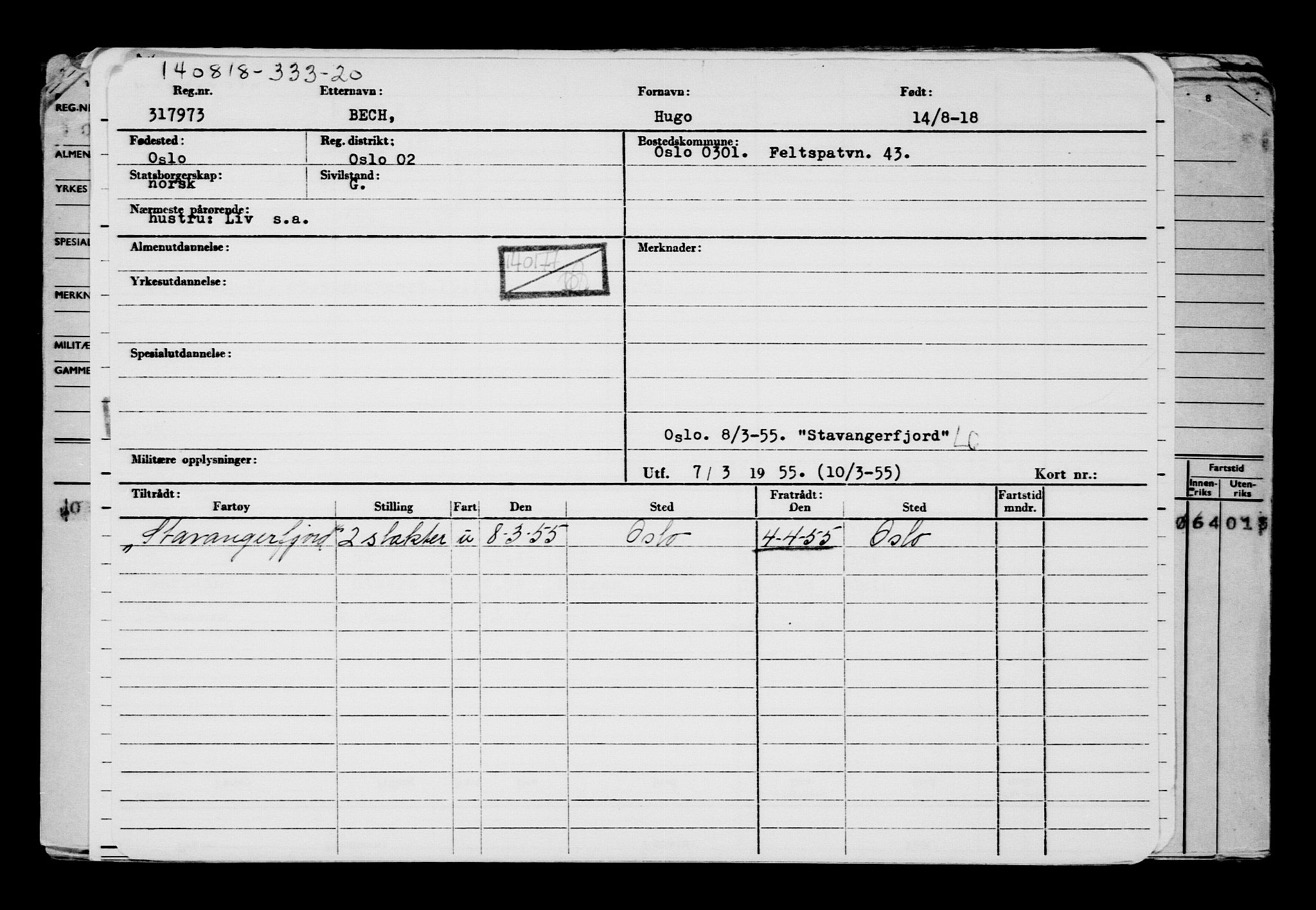 Direktoratet for sjømenn, RA/S-3545/G/Gb/L0161: Hovedkort, 1918, s. 283