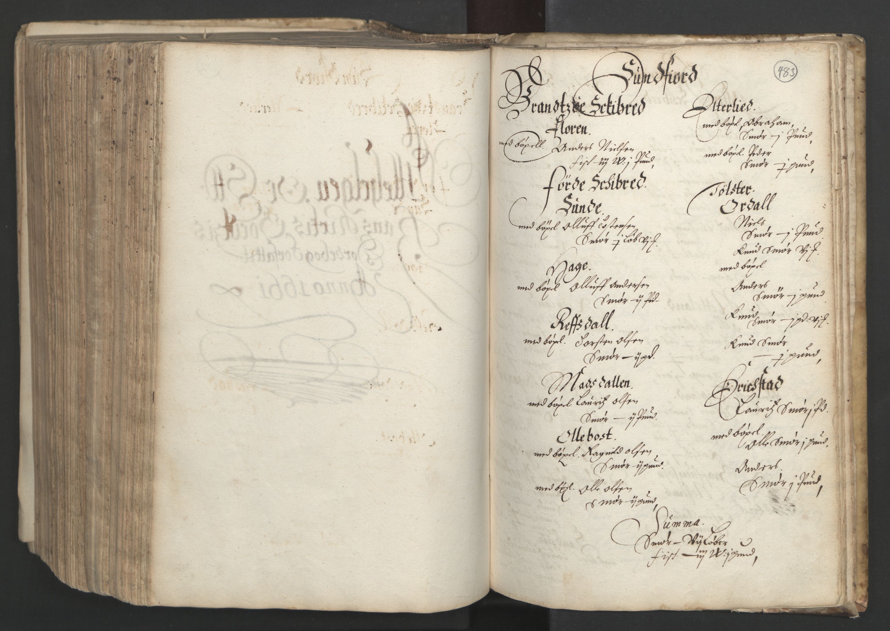 Rentekammeret inntil 1814, Realistisk ordnet avdeling, AV/RA-EA-4070/L/L0025/0001: Bergen lagdømme: / [B]: Kronens jordebok. Nordhordland, Sunnhordland, Ytre Sogn, Indre Sogn, Sunnfjord, Nordfjord, Sunnmøre, Hardanger med Halsnøy kloster, Lyse kloster, Apostelgodset, Munkeliv og St. Hans kloster, Alle helgen gods, Lagstolen gods, Ove Jenssøns gods på Voss, 1661, s. 482b-483a