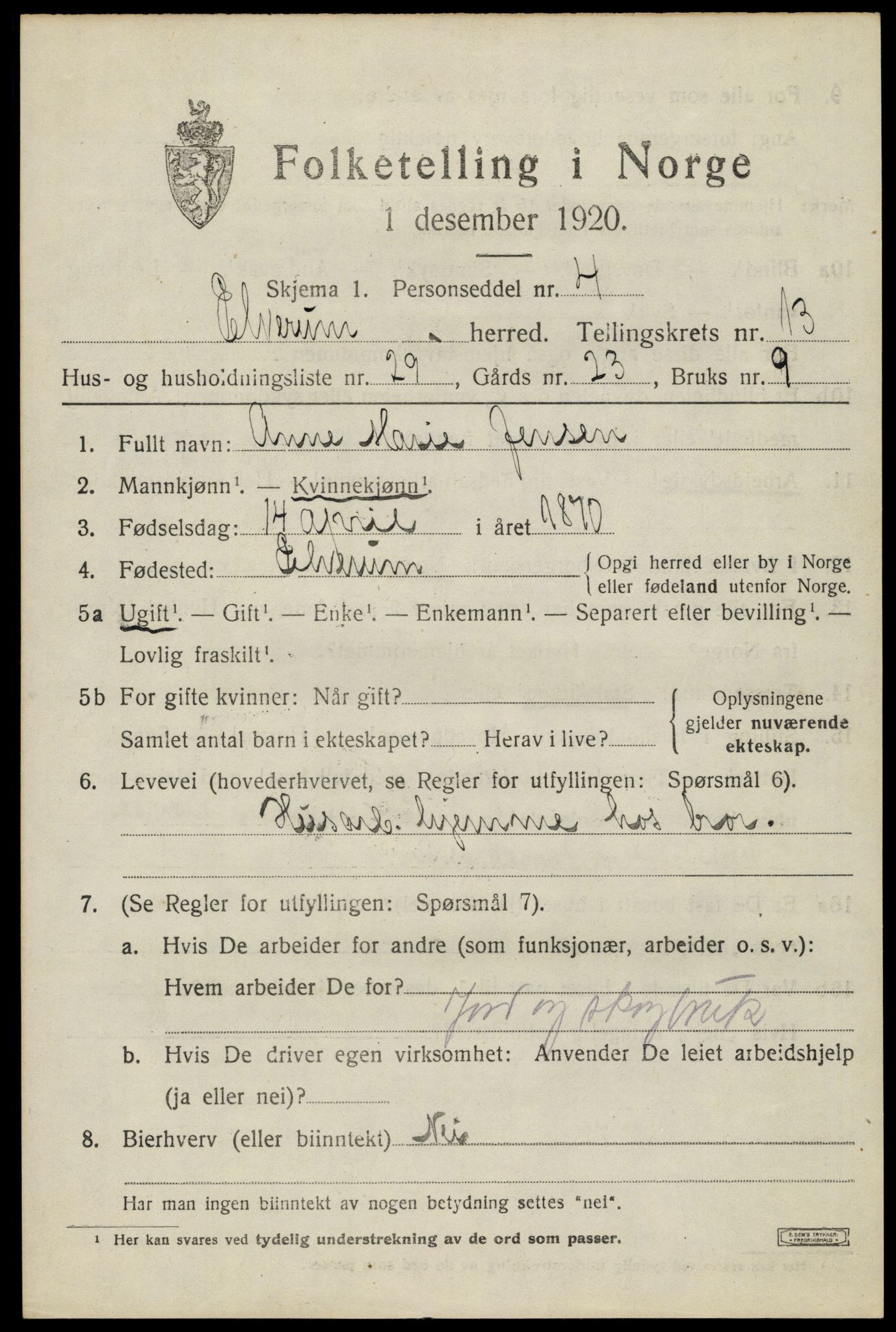 SAH, Folketelling 1920 for 0427 Elverum herred, 1920, s. 17706