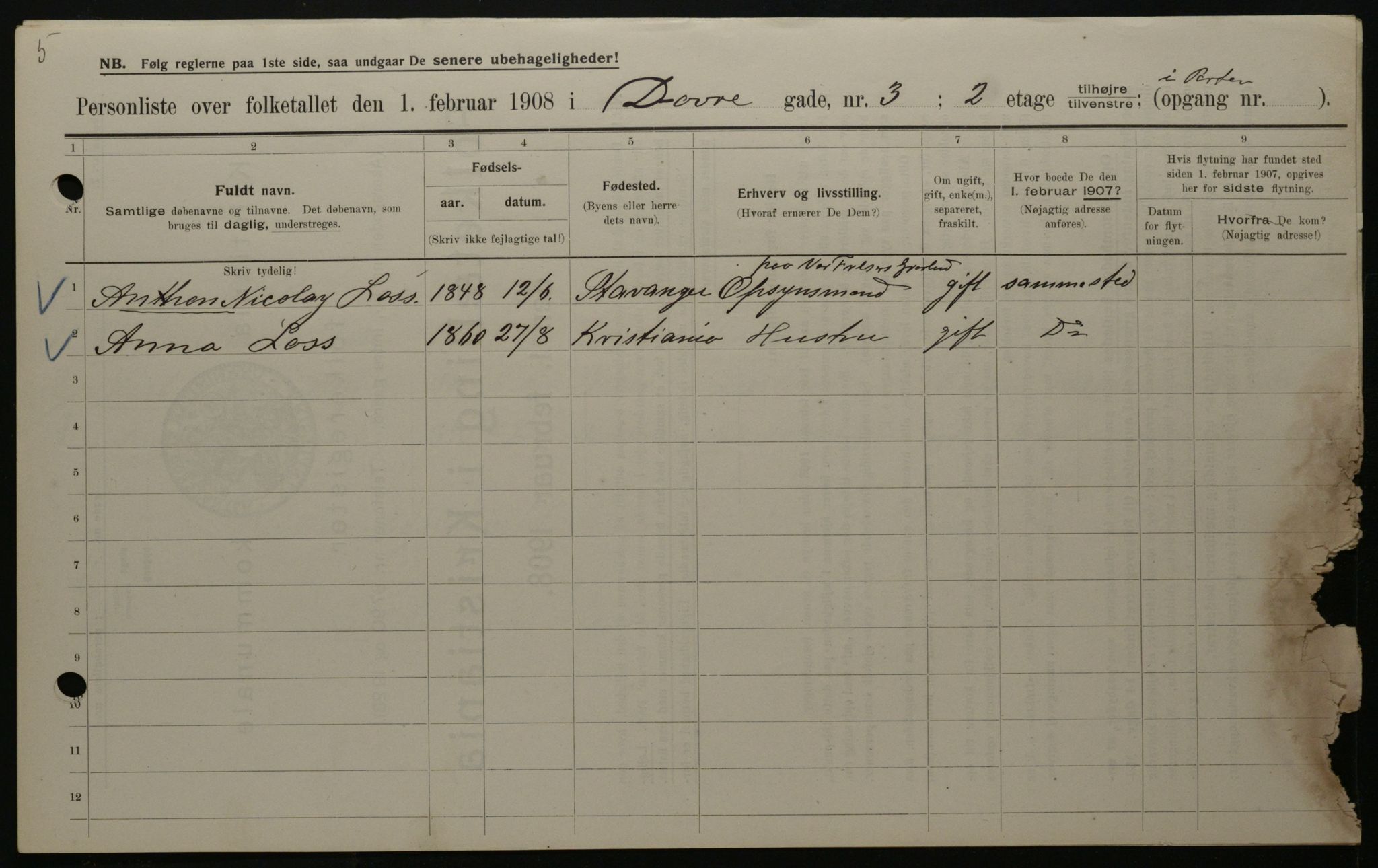 OBA, Kommunal folketelling 1.2.1908 for Kristiania kjøpstad, 1908, s. 14949
