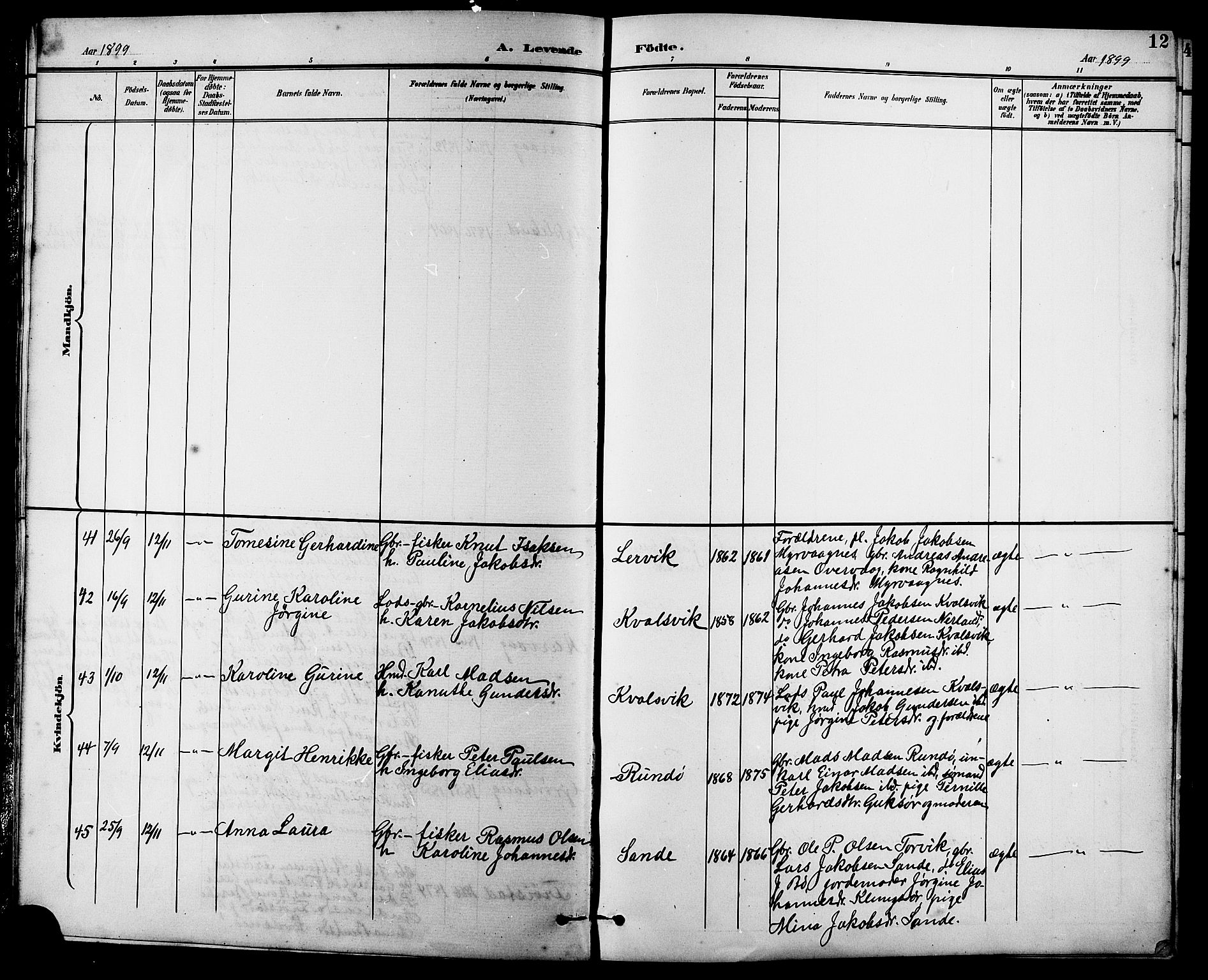 Ministerialprotokoller, klokkerbøker og fødselsregistre - Møre og Romsdal, AV/SAT-A-1454/507/L0082: Klokkerbok nr. 507C05, 1896-1914, s. 12