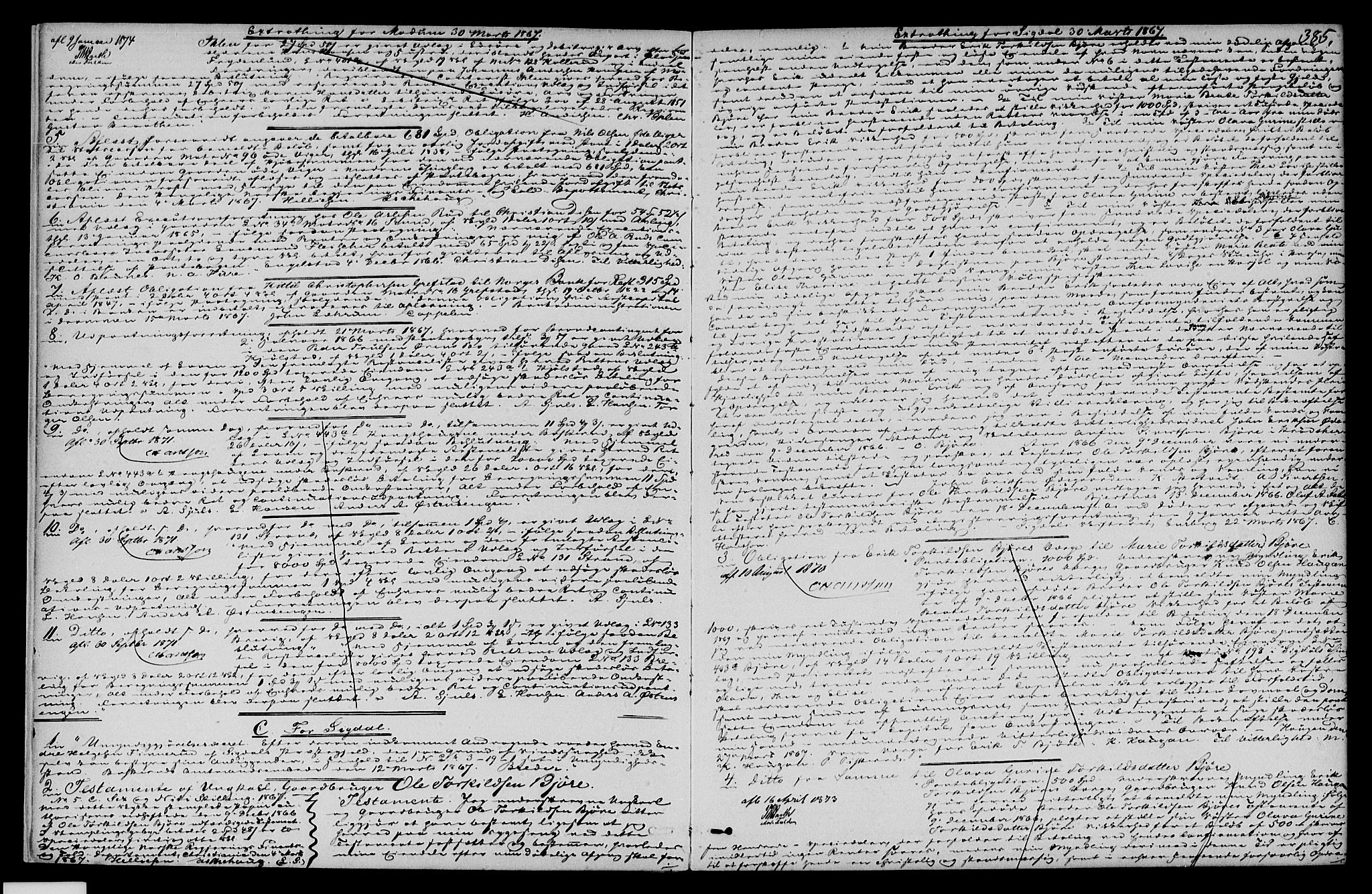 Eiker, Modum og Sigdal sorenskriveri, SAKO/A-123/G/Ga/Gaa/L0016b: Pantebok nr. I 16b, 1867-1870, s. 385