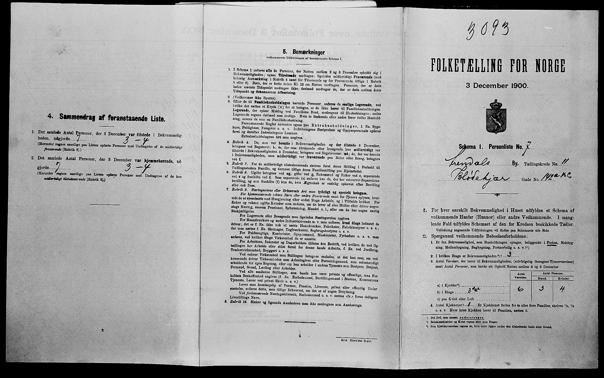 SAK, Folketelling 1900 for 0903 Arendal kjøpstad, 1900, s. 1460
