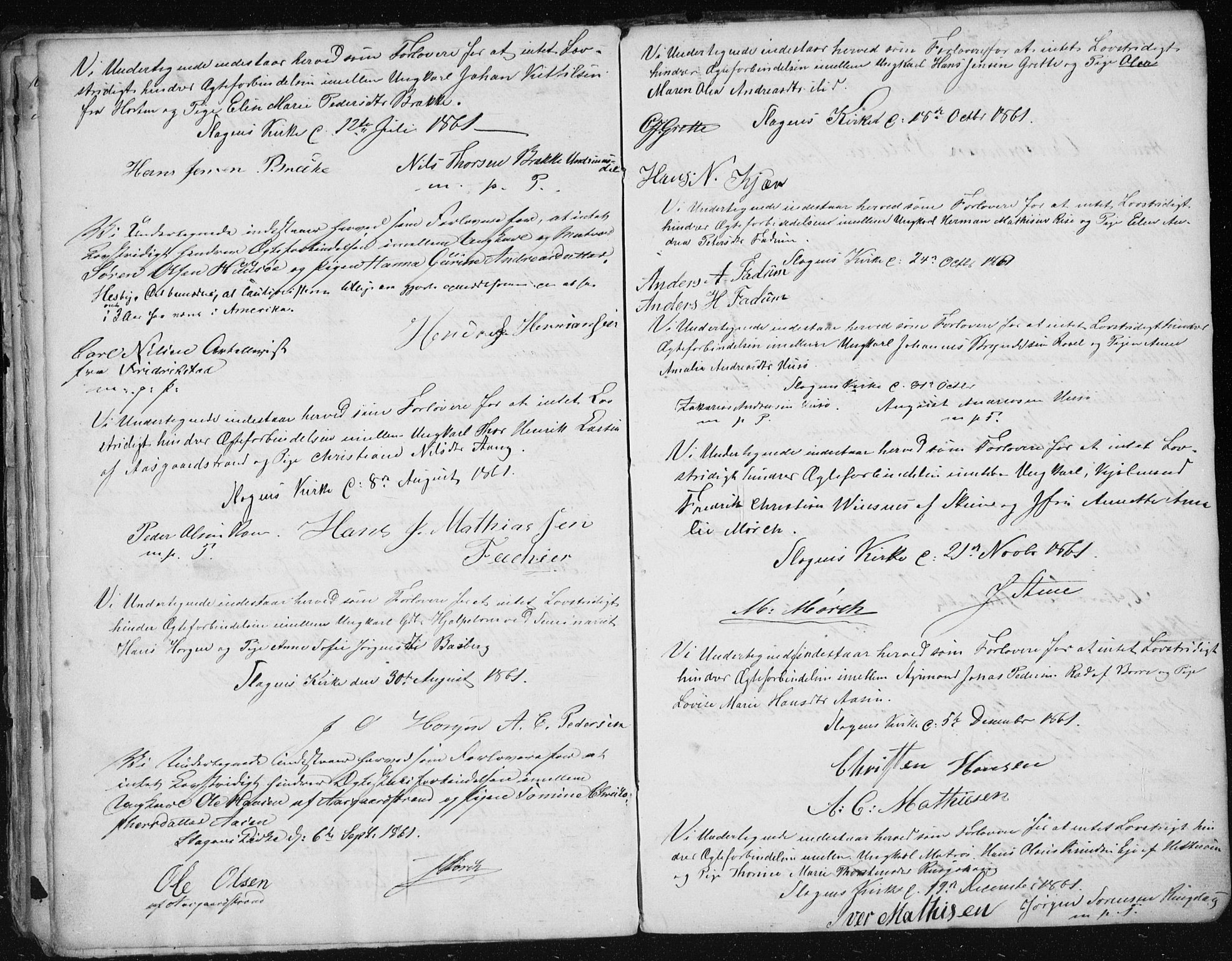 Sem kirkebøker, AV/SAKO-A-5/Y/Ya/L0001: Forlovererklæringer nr. 1, 1848-1864