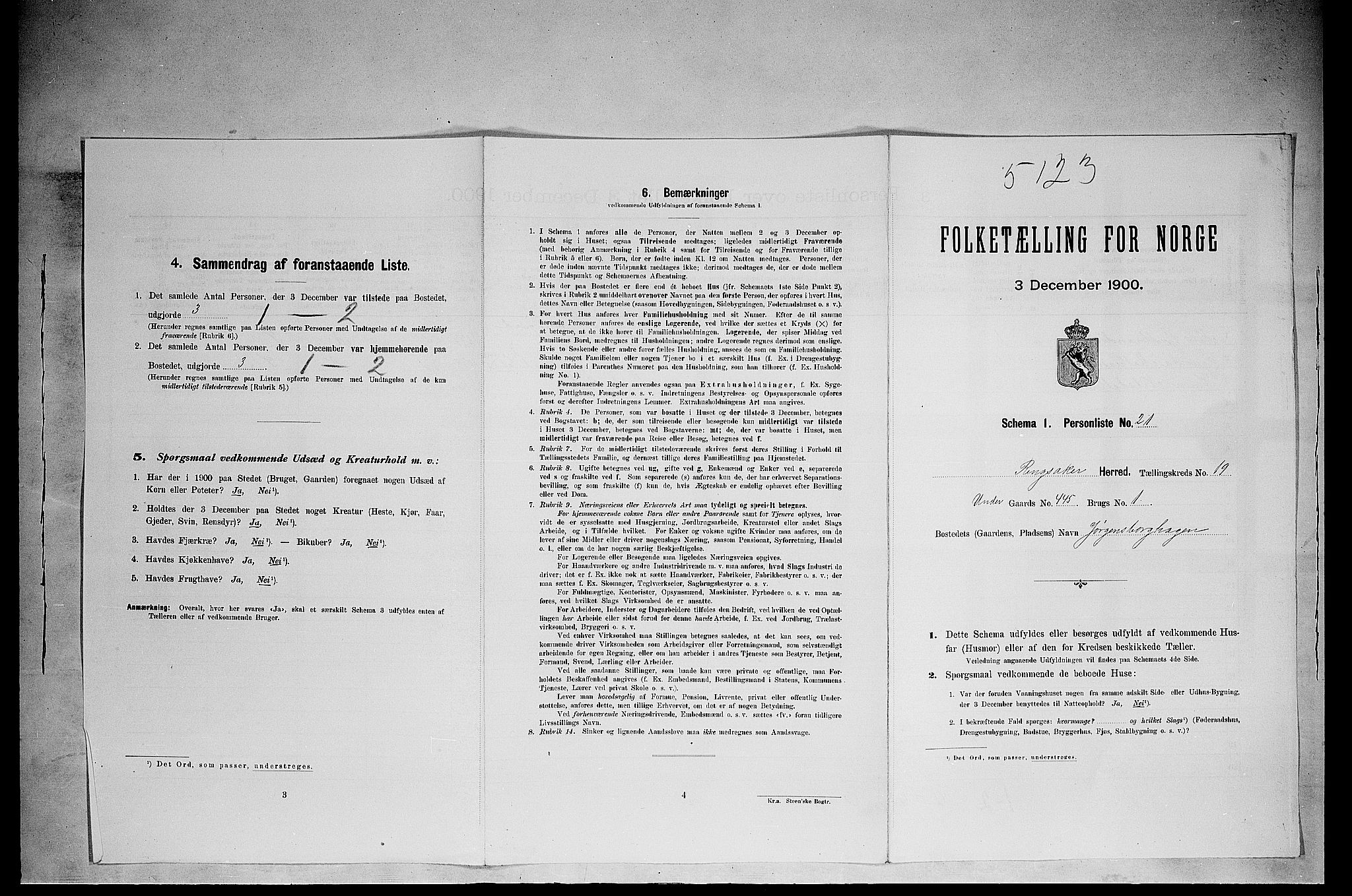 SAH, Folketelling 1900 for 0412 Ringsaker herred, 1900, s. 3425