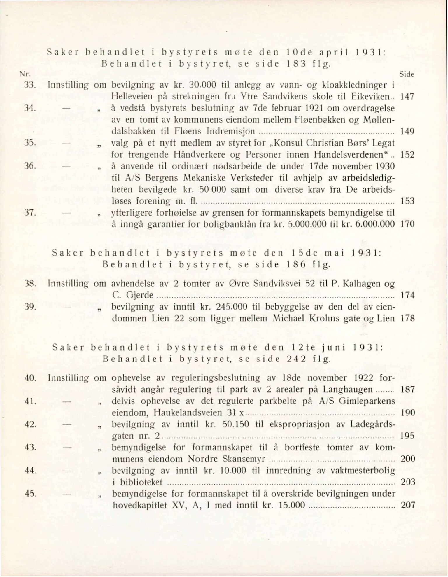 Bergen kommune. Formannskapet, BBA/A-0003/Ad/L0122: Bergens Kommuneforhandlinger, bind I, 1931